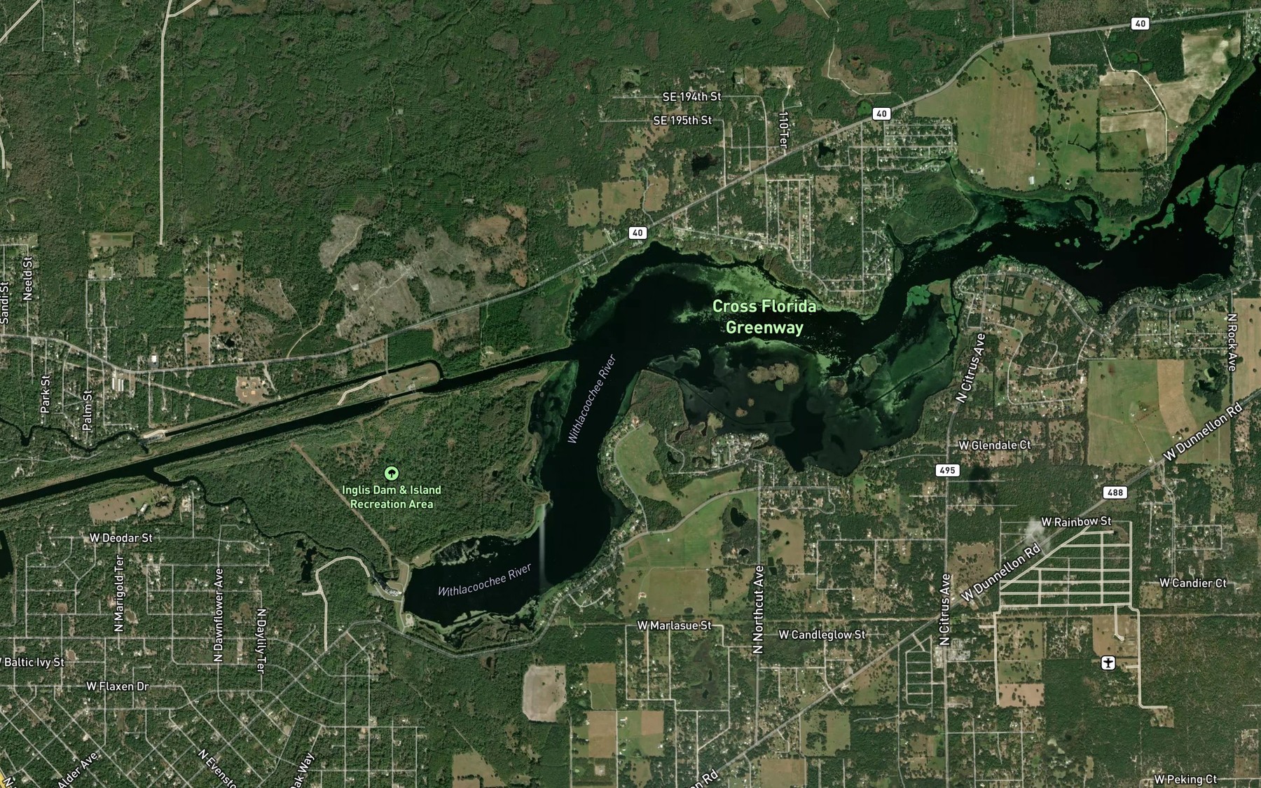Satellite map of the Lake Rousseau