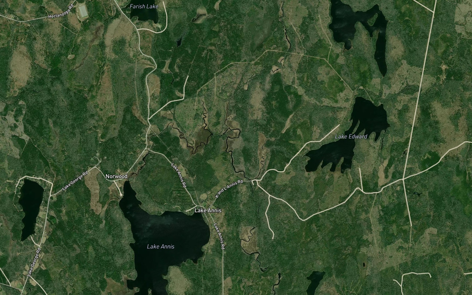 Satellite map of the Snare Lake Brook