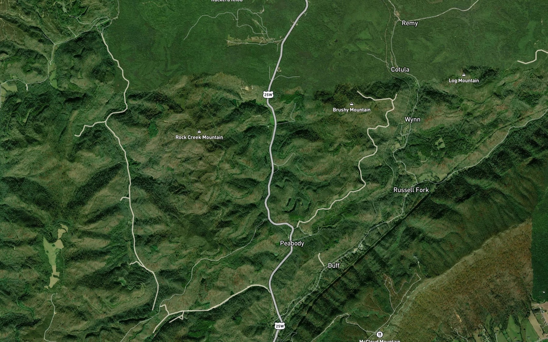 Satellite map of the Major Branch