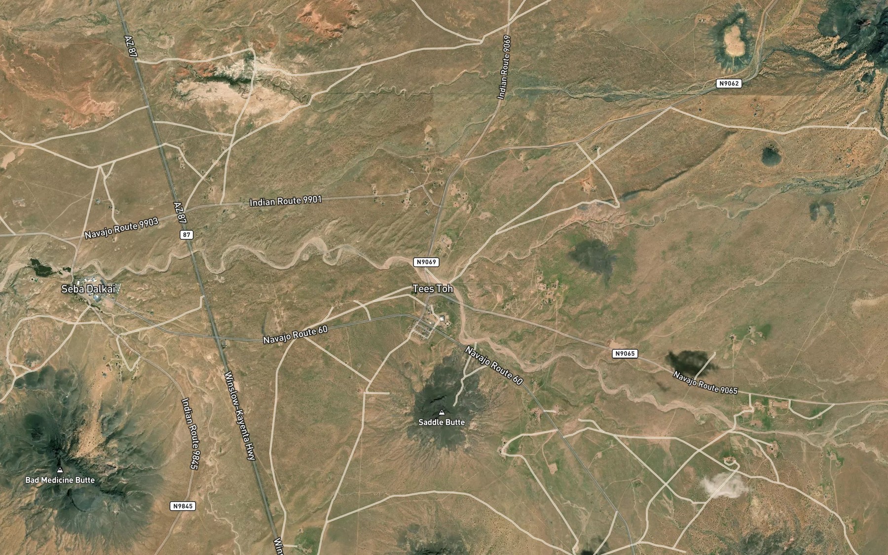 Satellite map of the Lukai Wash
