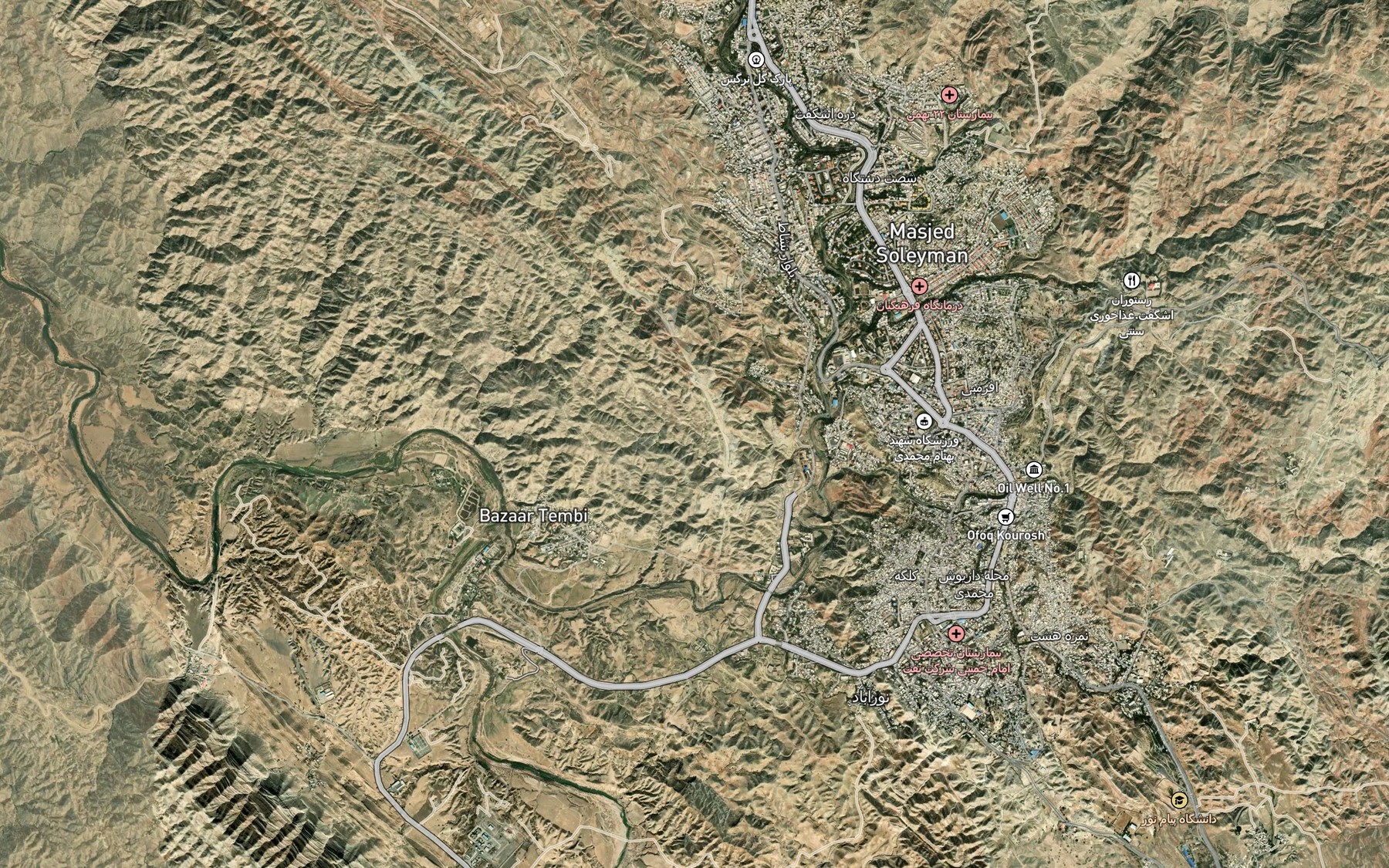 Satellite map of the Darreh-ye Jendineh