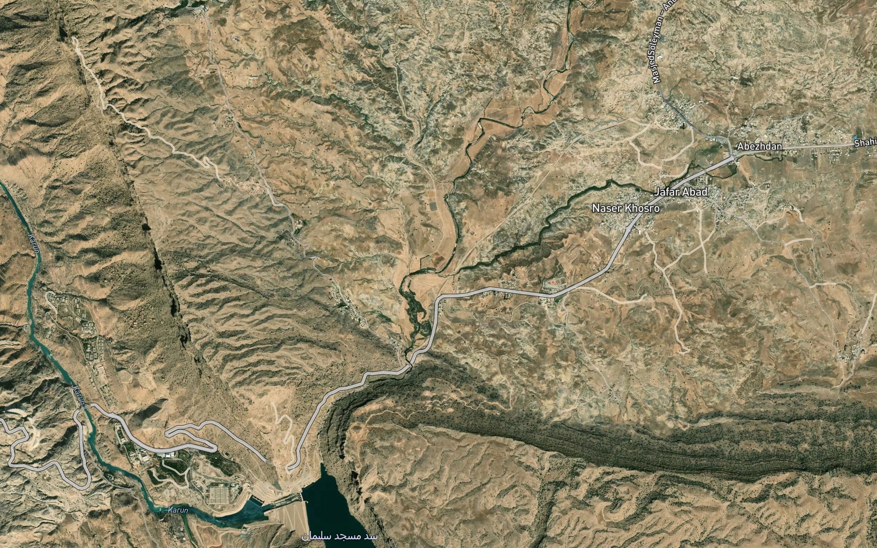 Satellite map of the Rudkhaneh-ye Talkhab