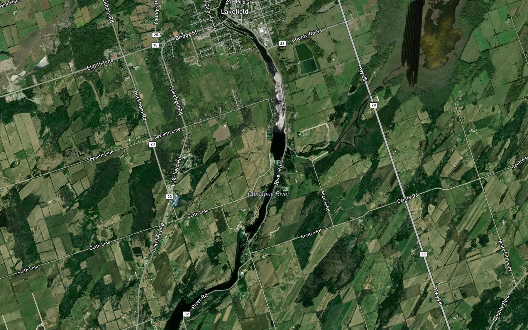 Satellite map of the Sawer Creek