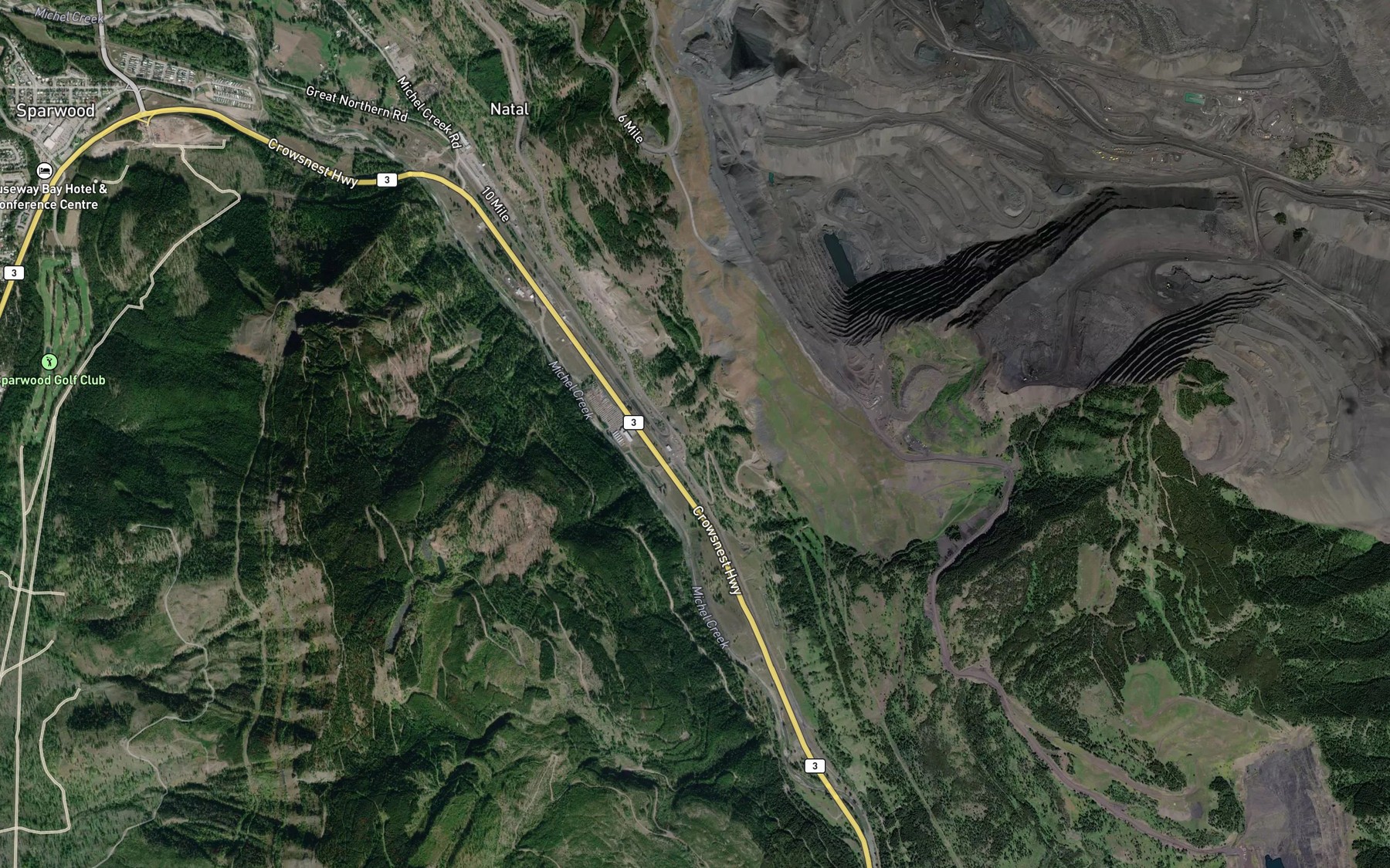 Satellite map of the Bodie Creek