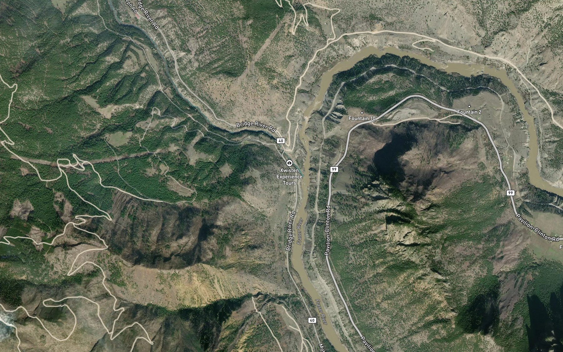 Satellite map of the Bridge River