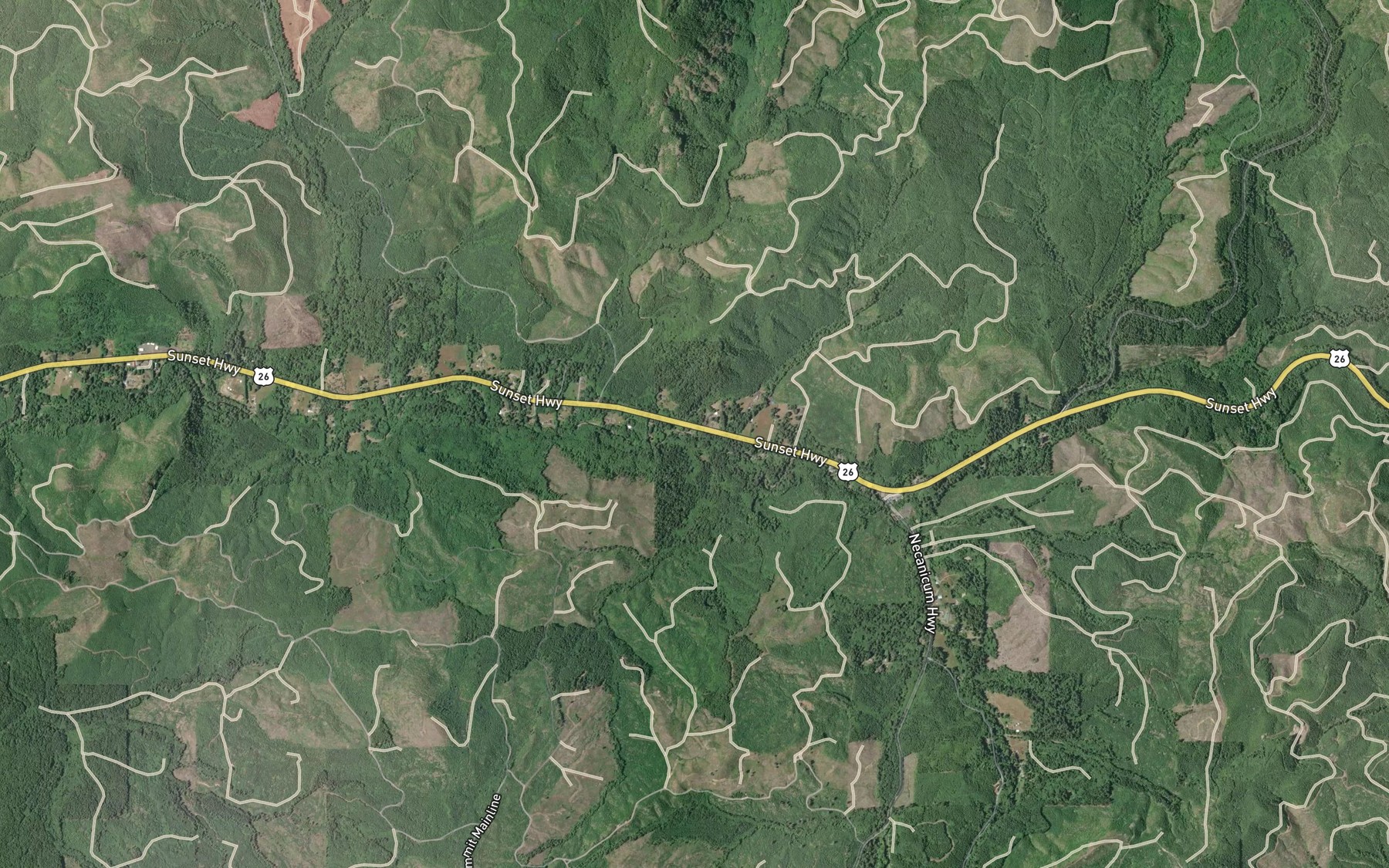 Satellite map of the Warner Creek