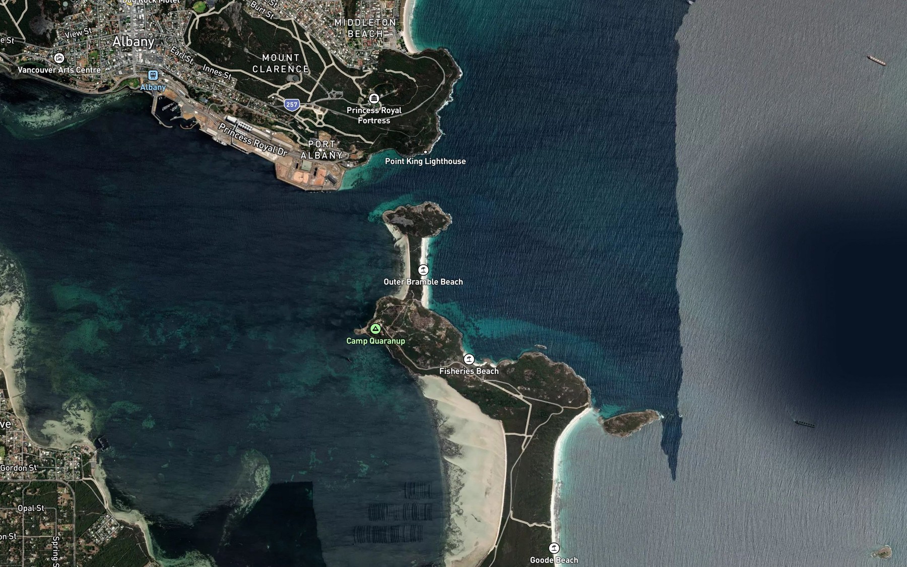 Satellite map of the Barker Bay
