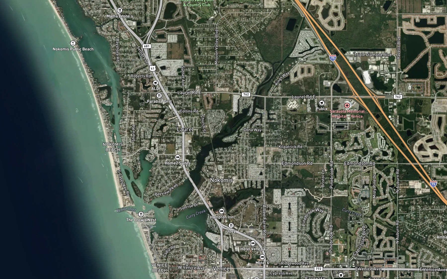Satellite map of the Shakett Creek