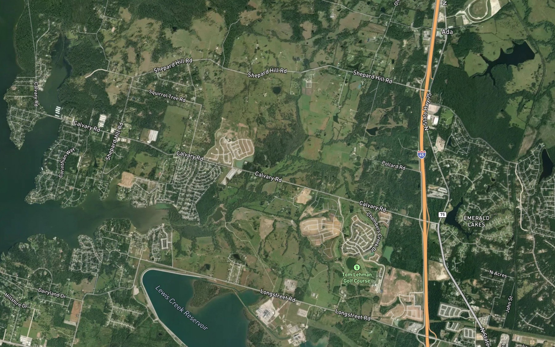 Satellite map of the Weirs Creek