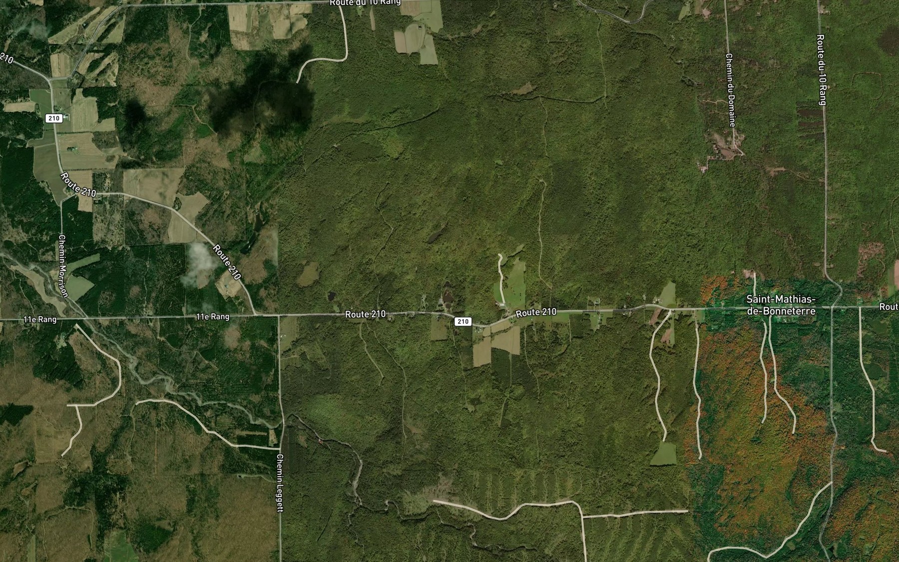 Satellite map of the Lacs a Paul-Vallee