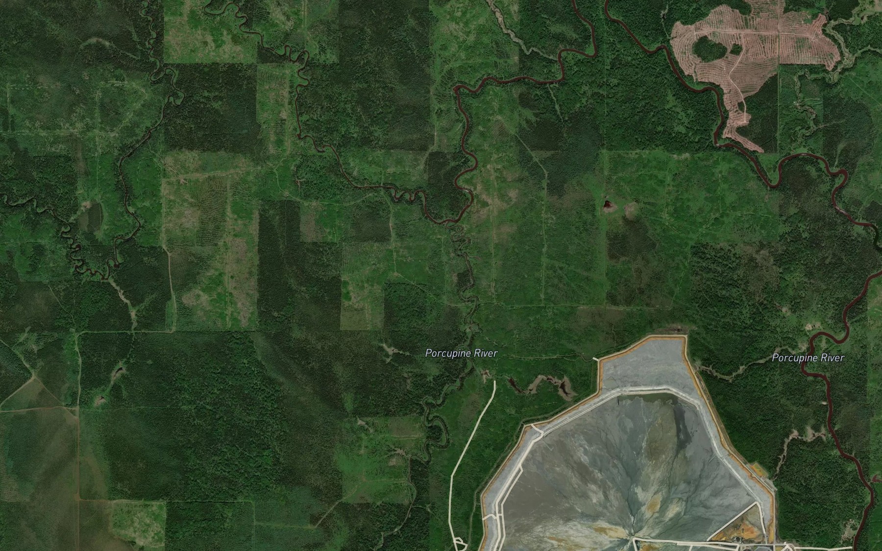 Satellite map of the North Porcupine River