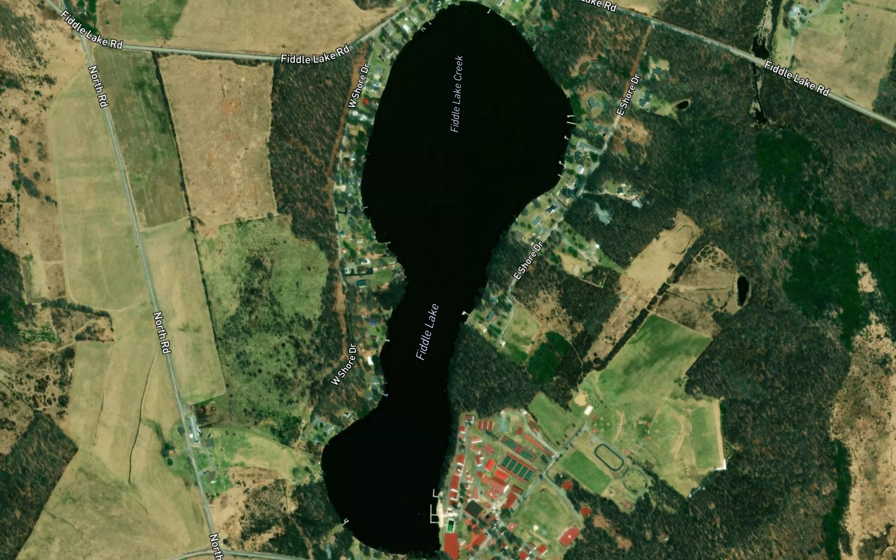 Satellite map of the Fiddle Lake
