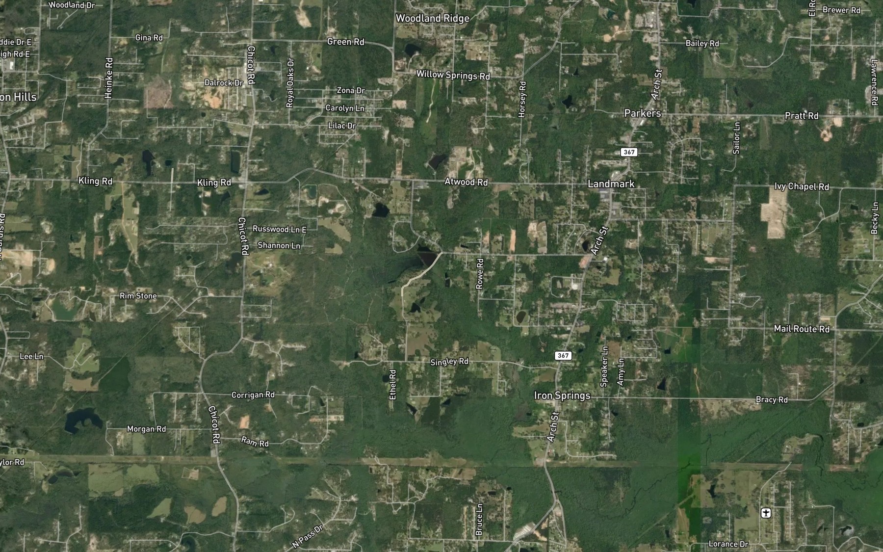 Satellite map of the Ledbetter Branch
