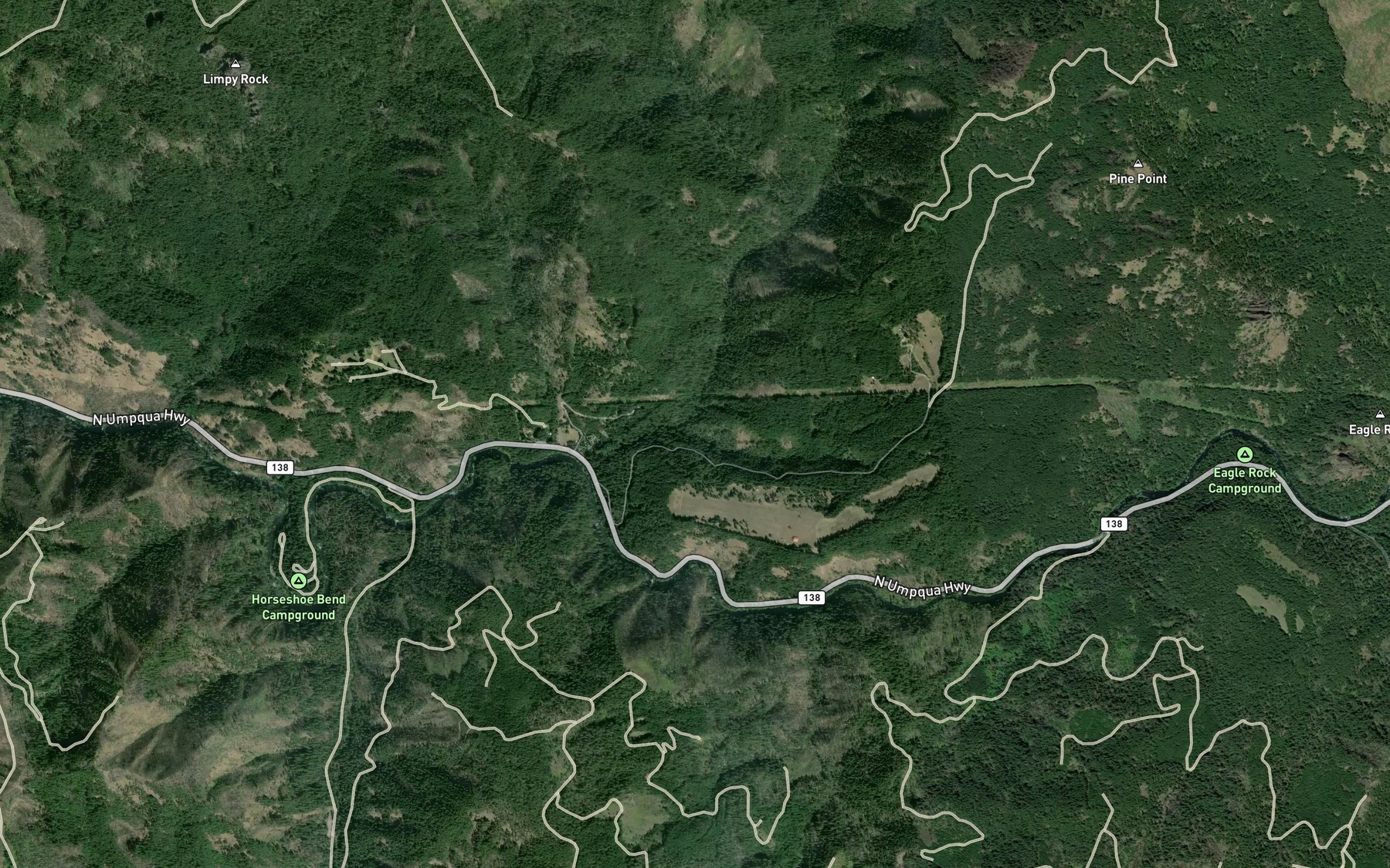 Satellite map of the Dry Gulch Creek