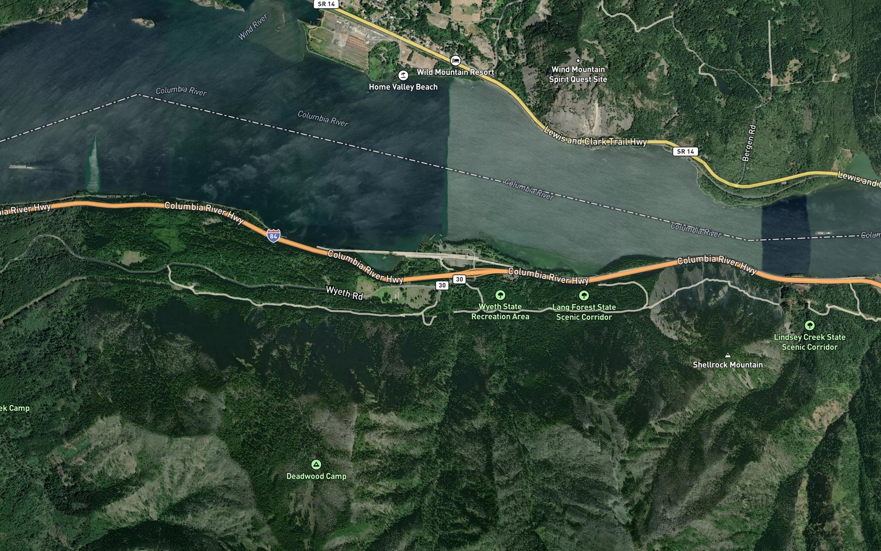 Satellite map of the Harphan Creek