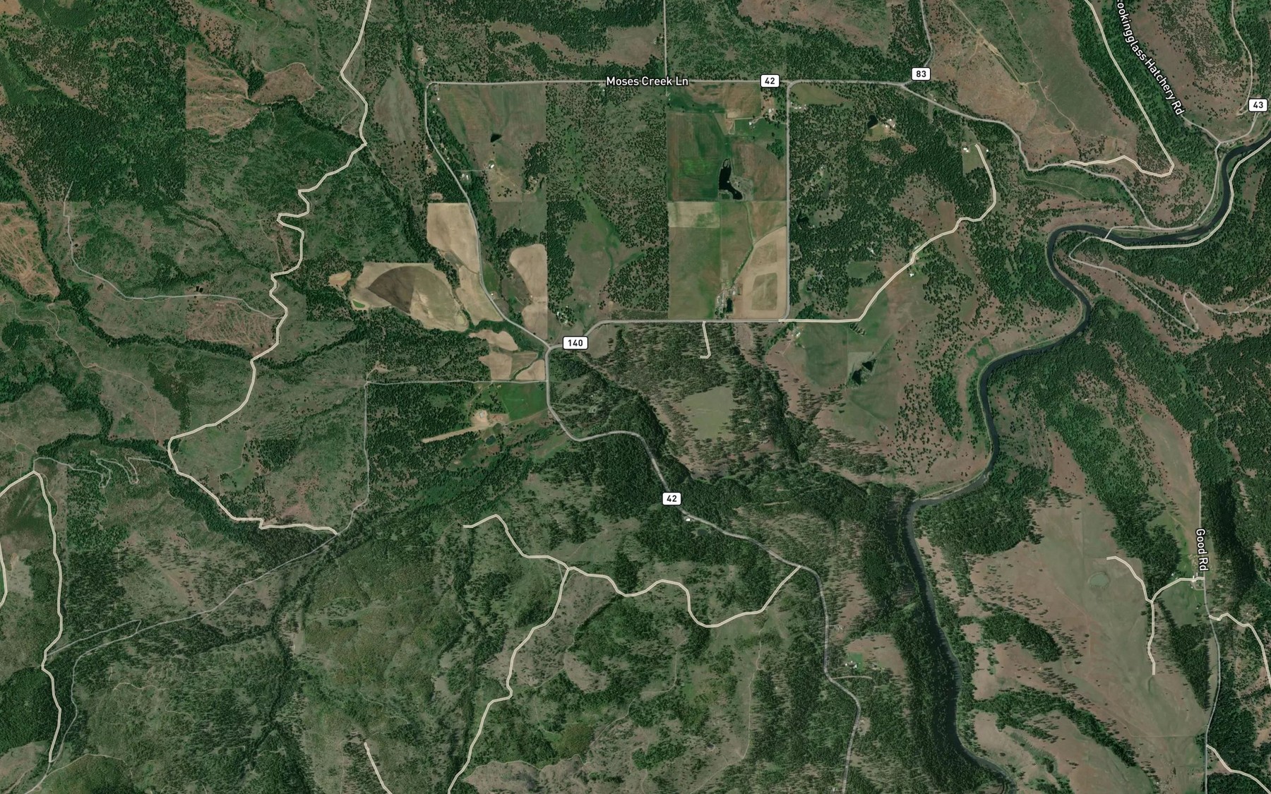Satellite map of the South Fork Cabin Creek