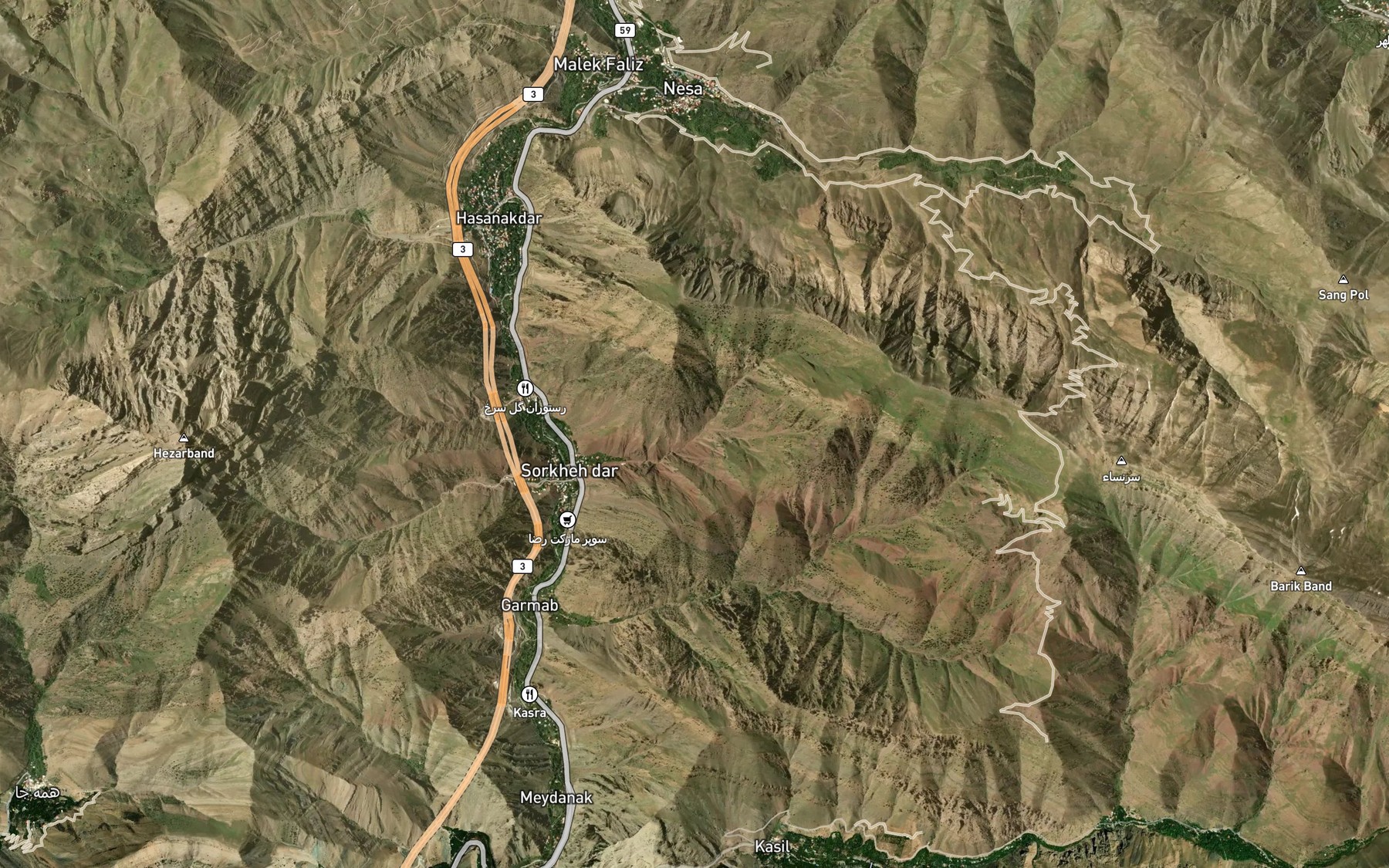 Satellite map of the Cheshmeh-ye Khol Langeh