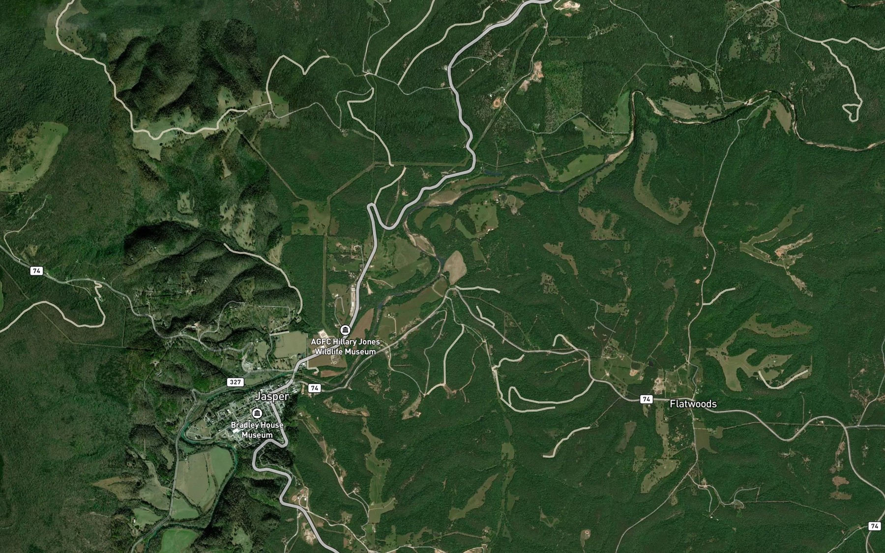 Satellite map of the Spider Creek