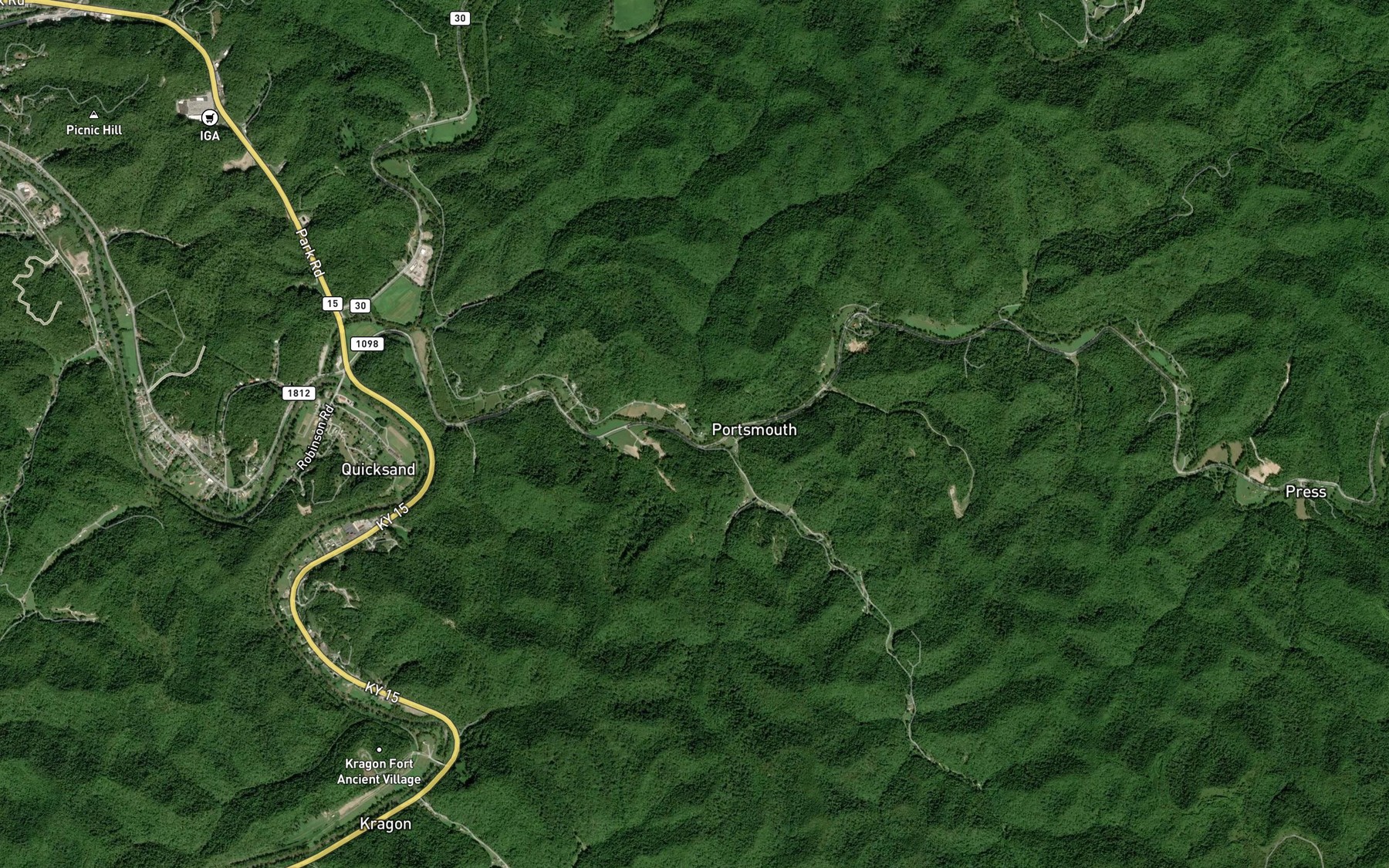 Satellite map of the Flat Branch