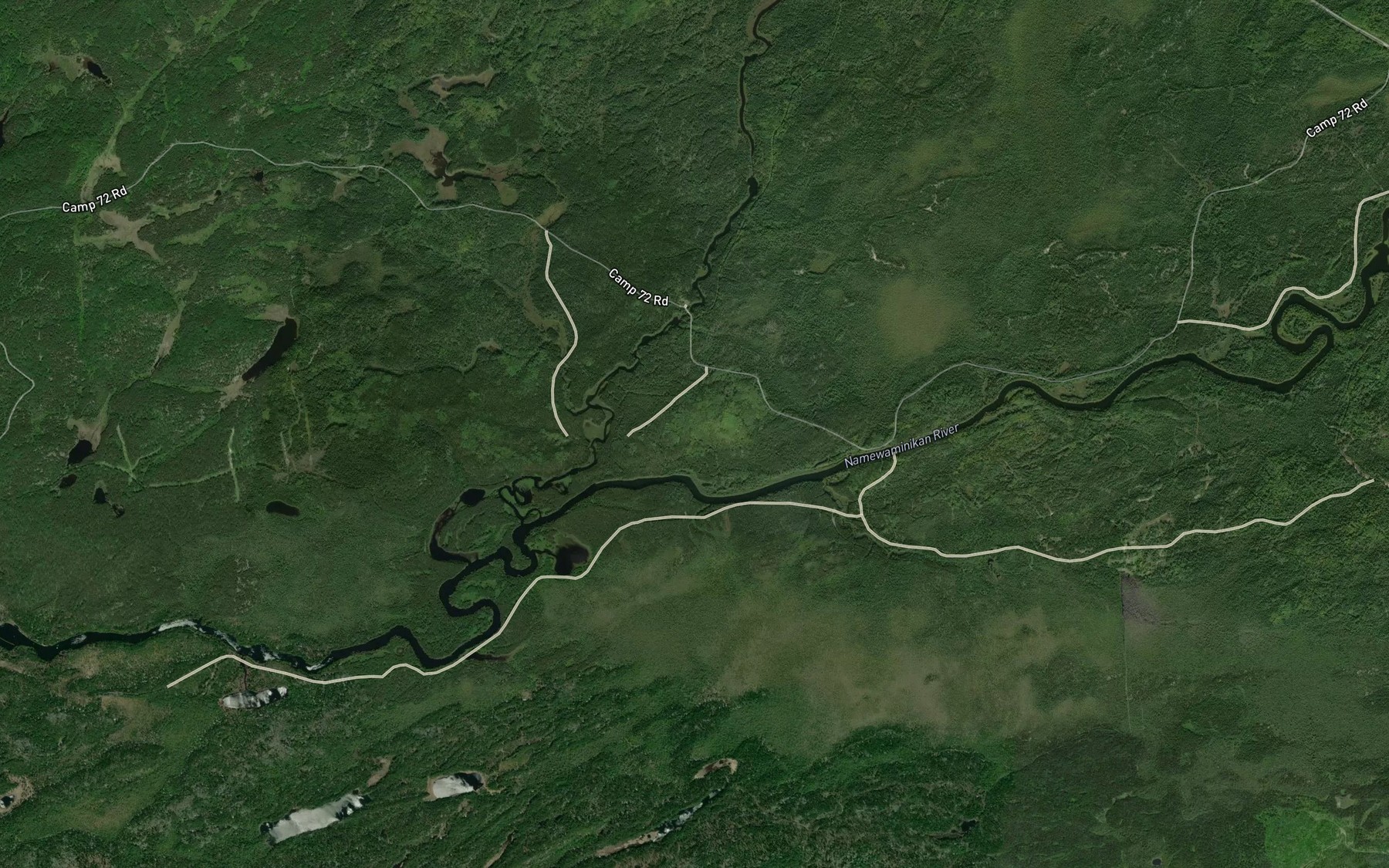 Satellite map of the Crooked Green Creek