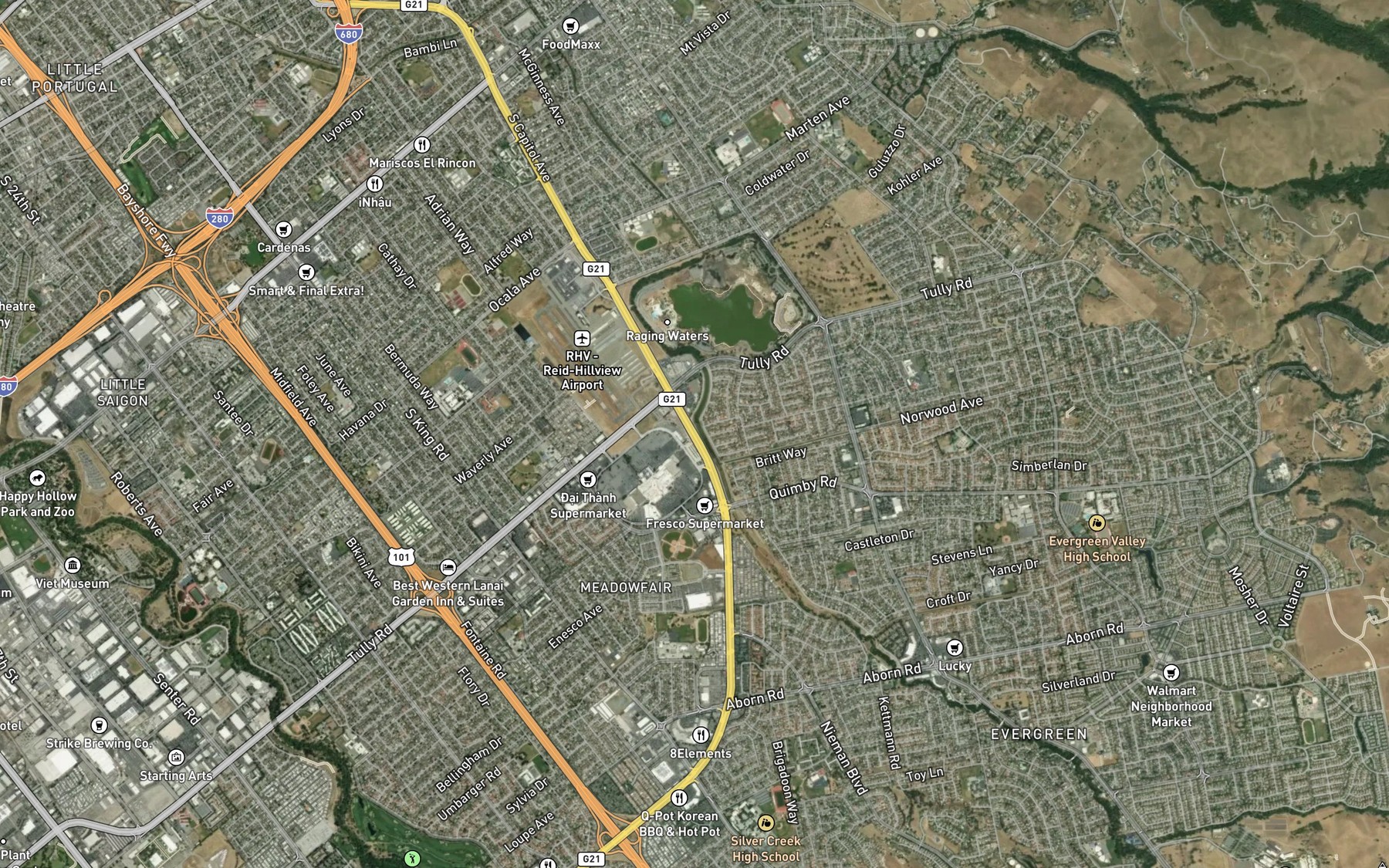 Satellite map of the Thompson Creek