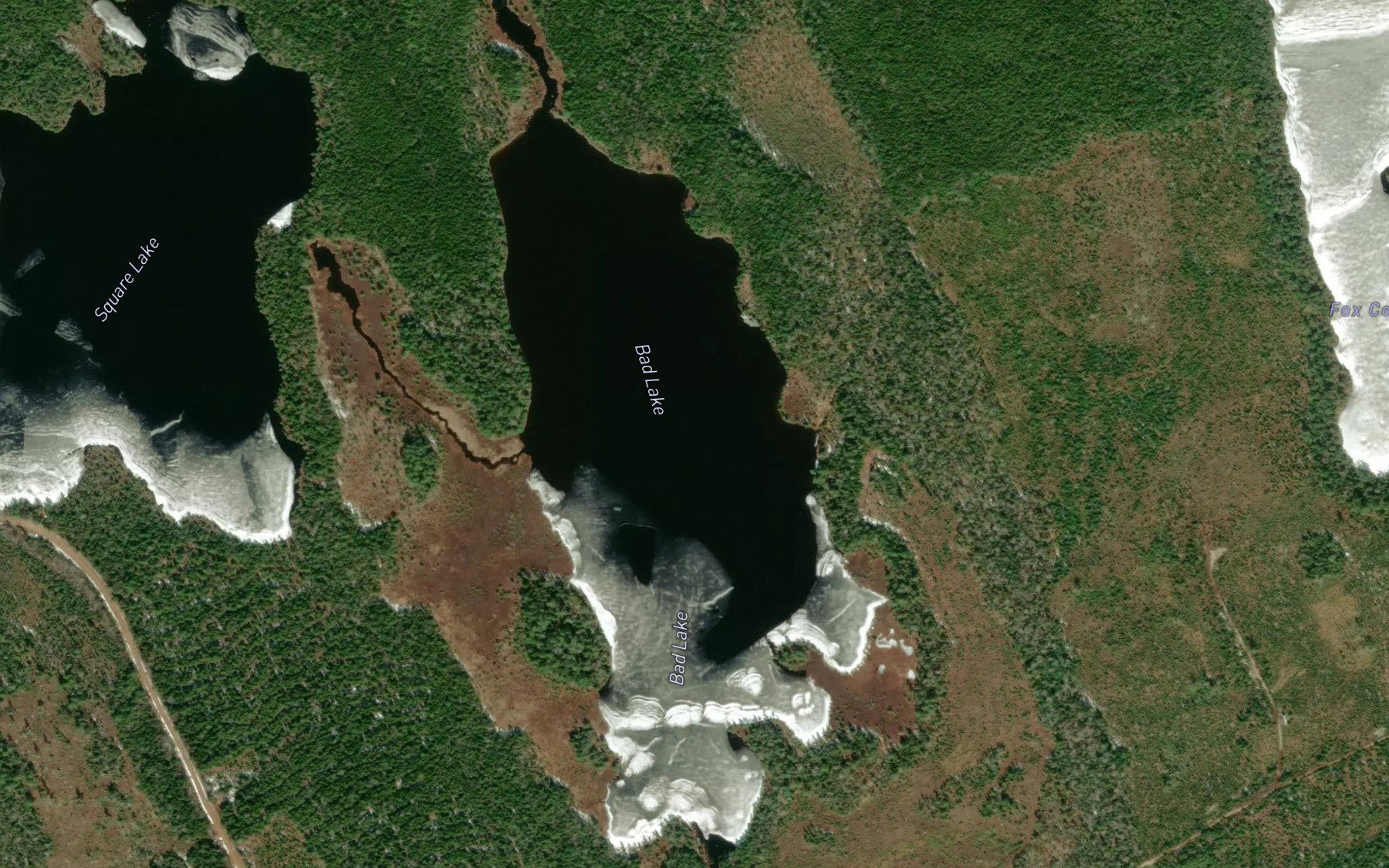 Satellite map of the Bad Lake