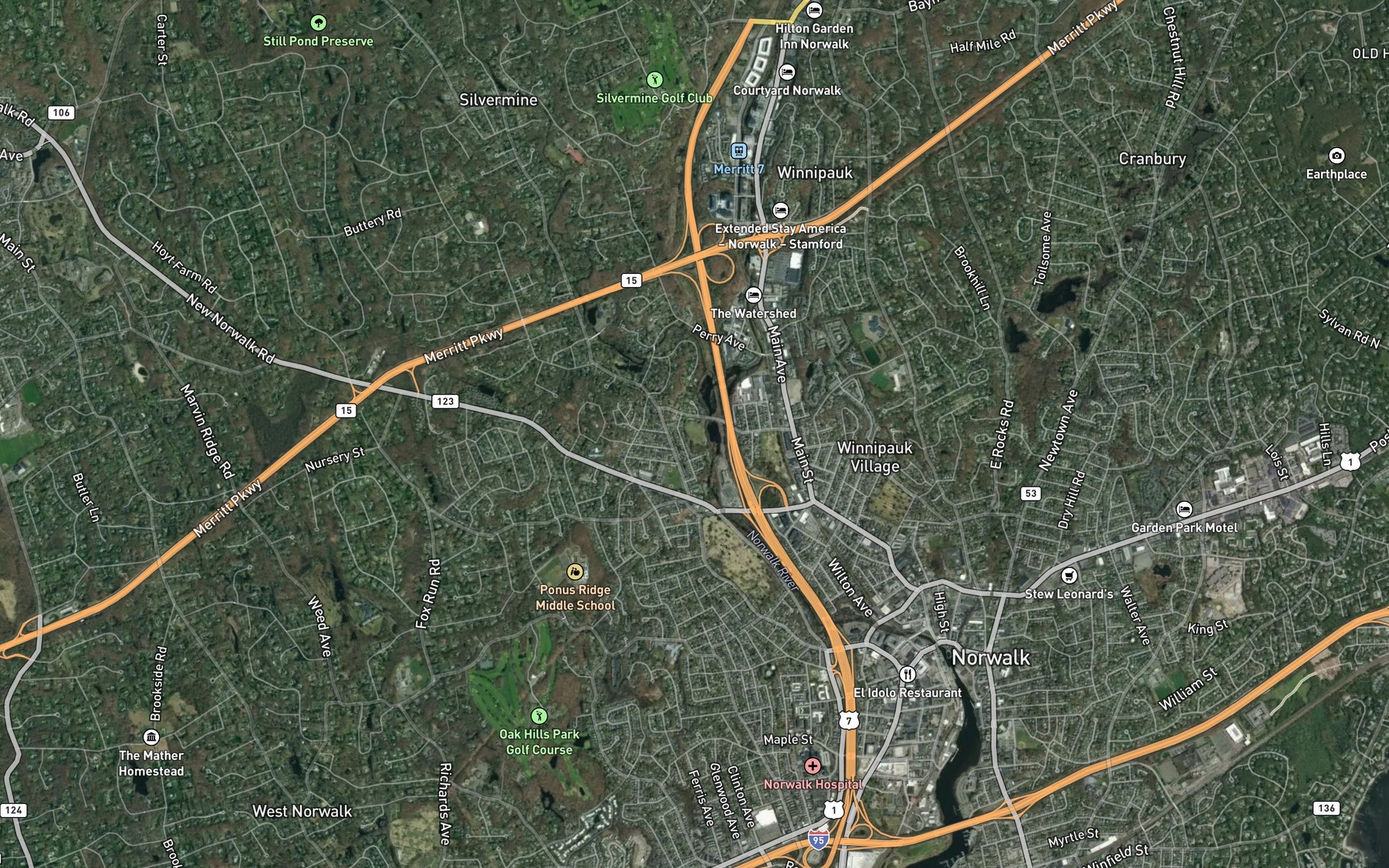 Satellite map of the Kellogg Pond