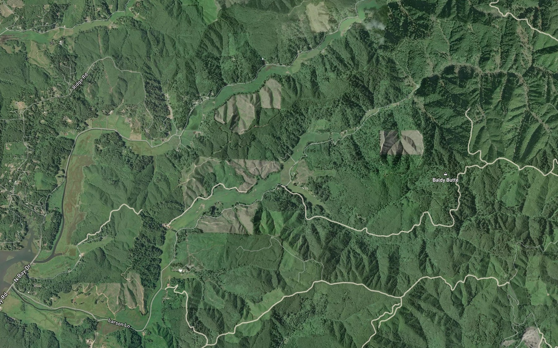 Satellite map of the Larson Creek