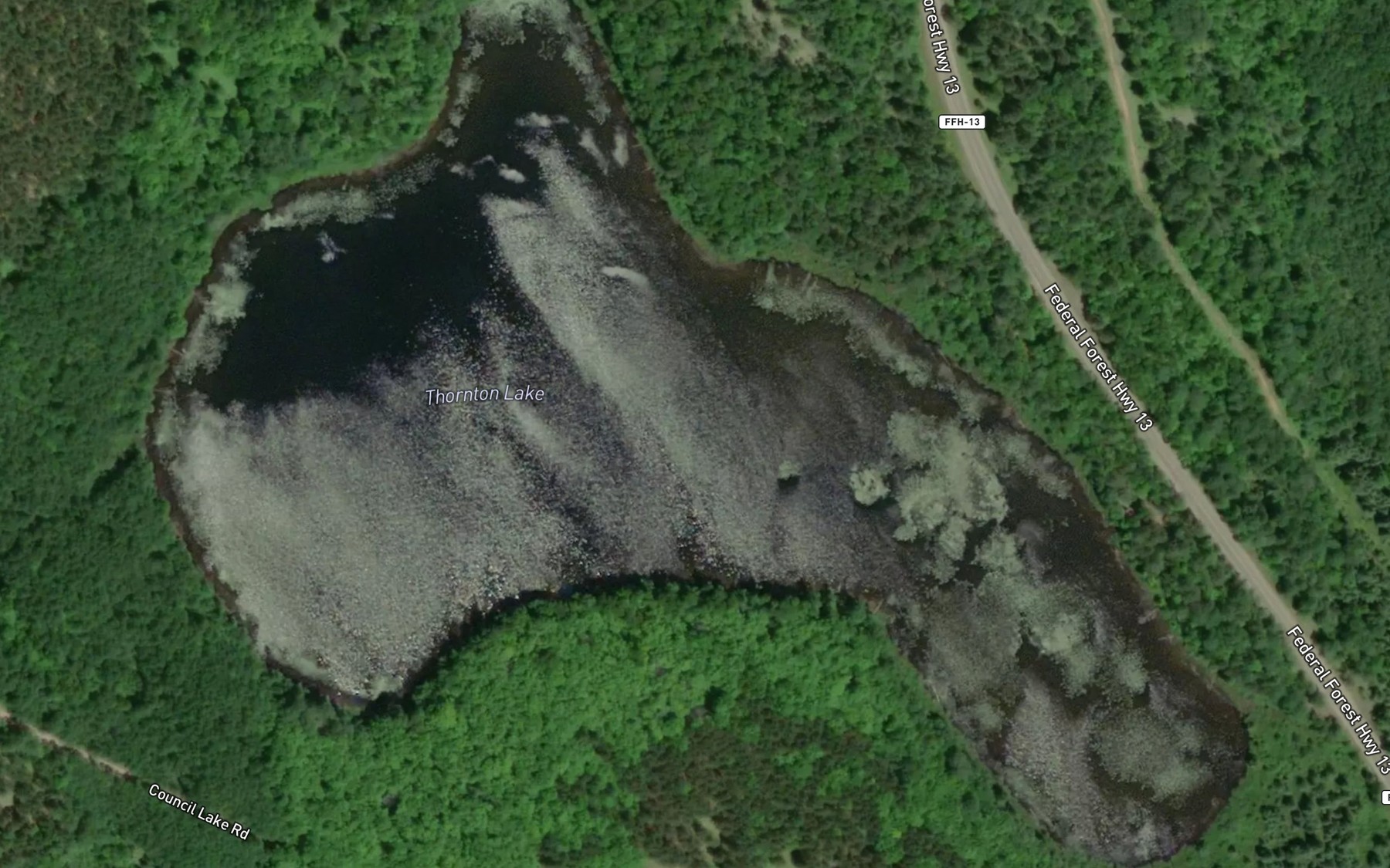 Satellite map of the Thornton Lake