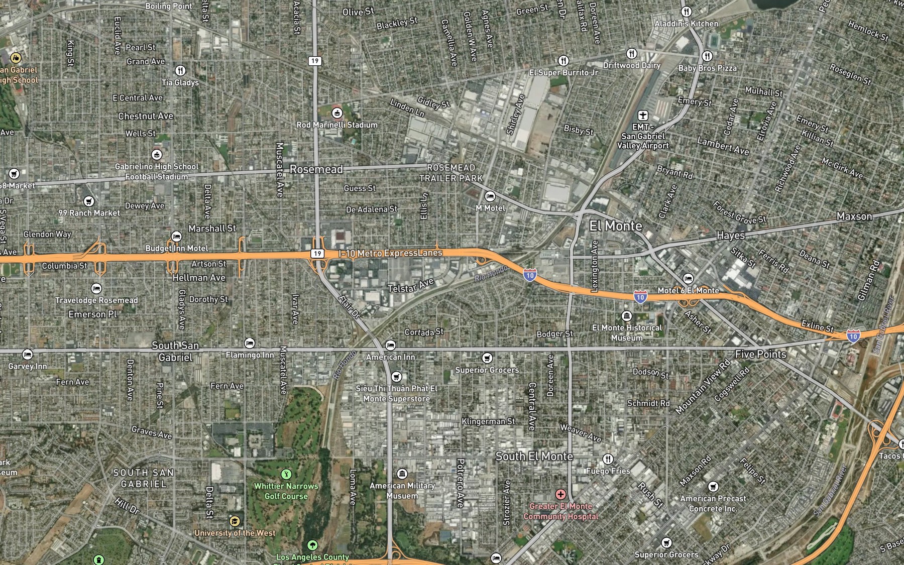 Satellite map of the Eaton Wash