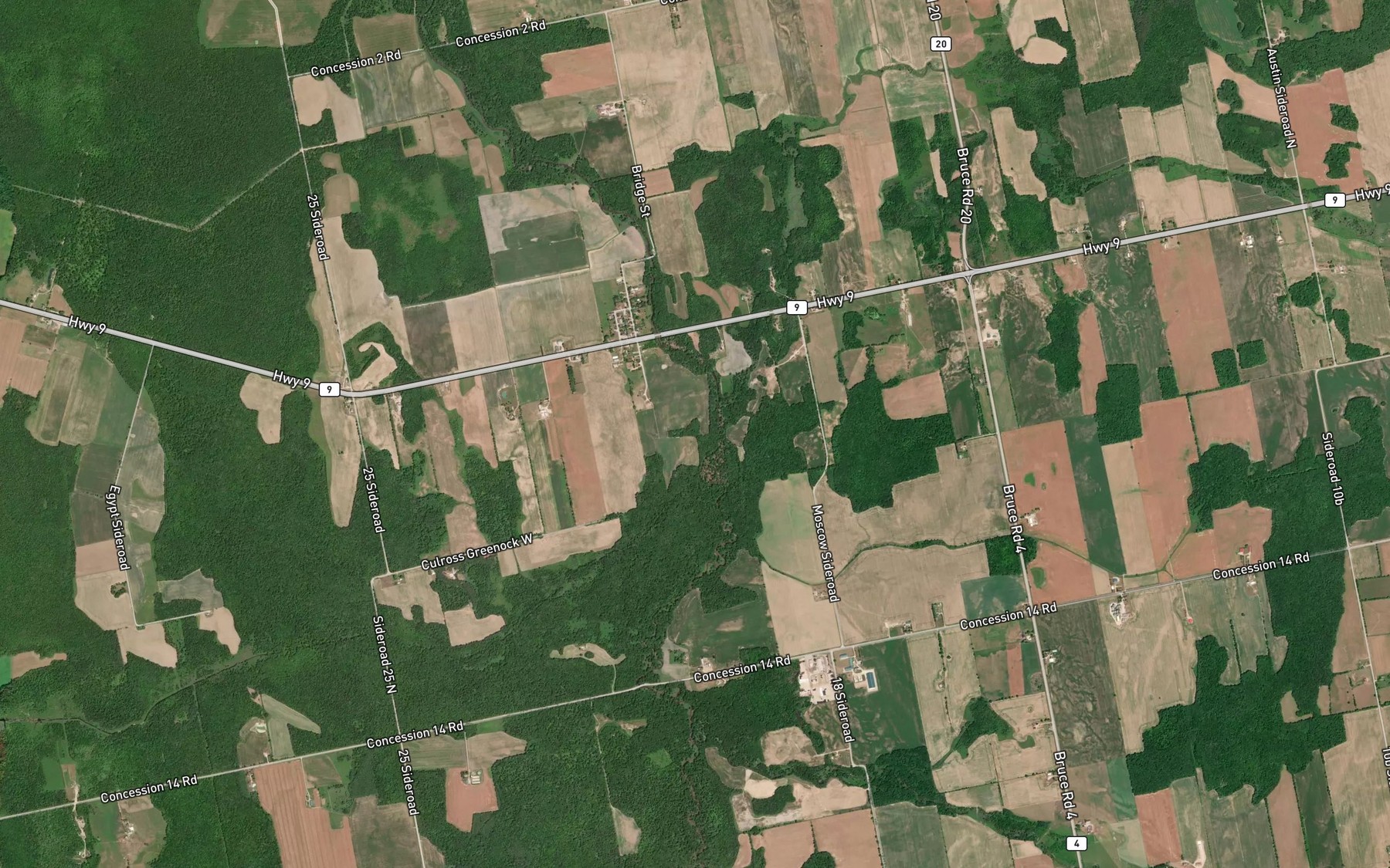 Satellite map of the Greenock Creek