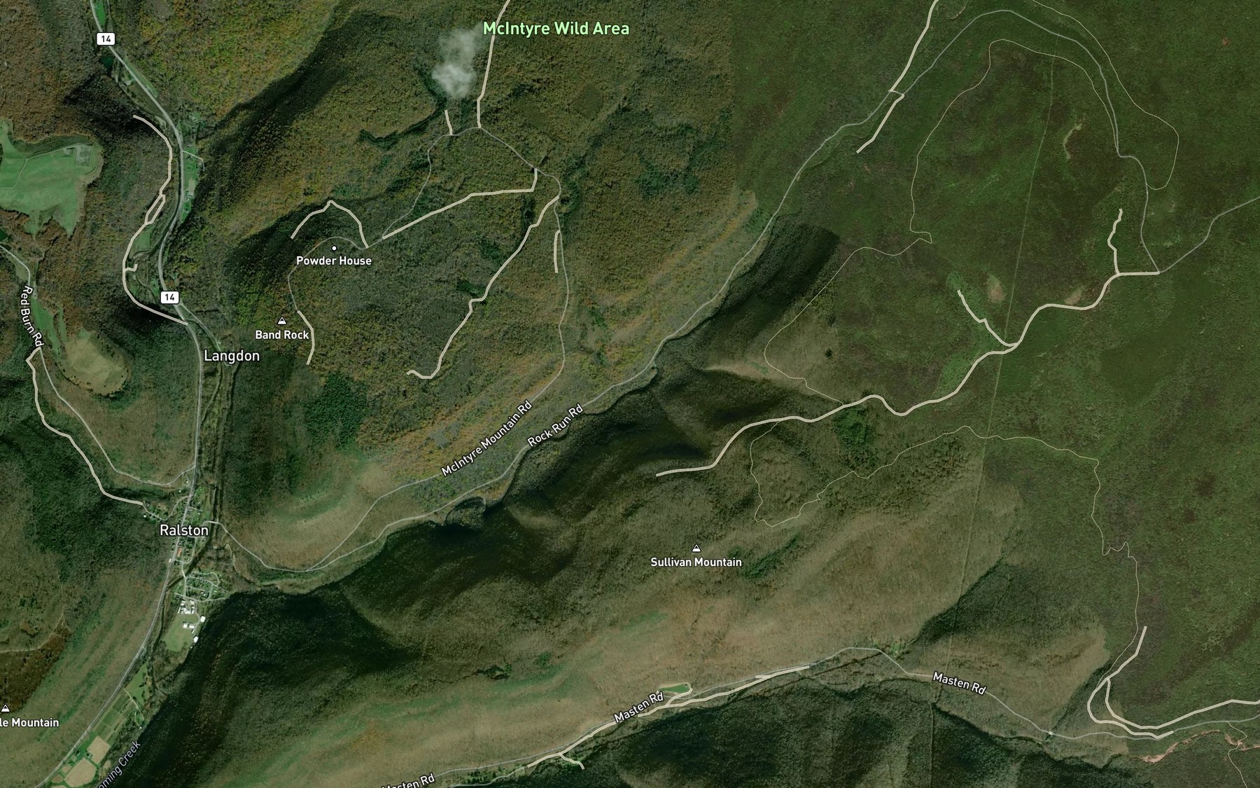 Satellite map of the Miners Run