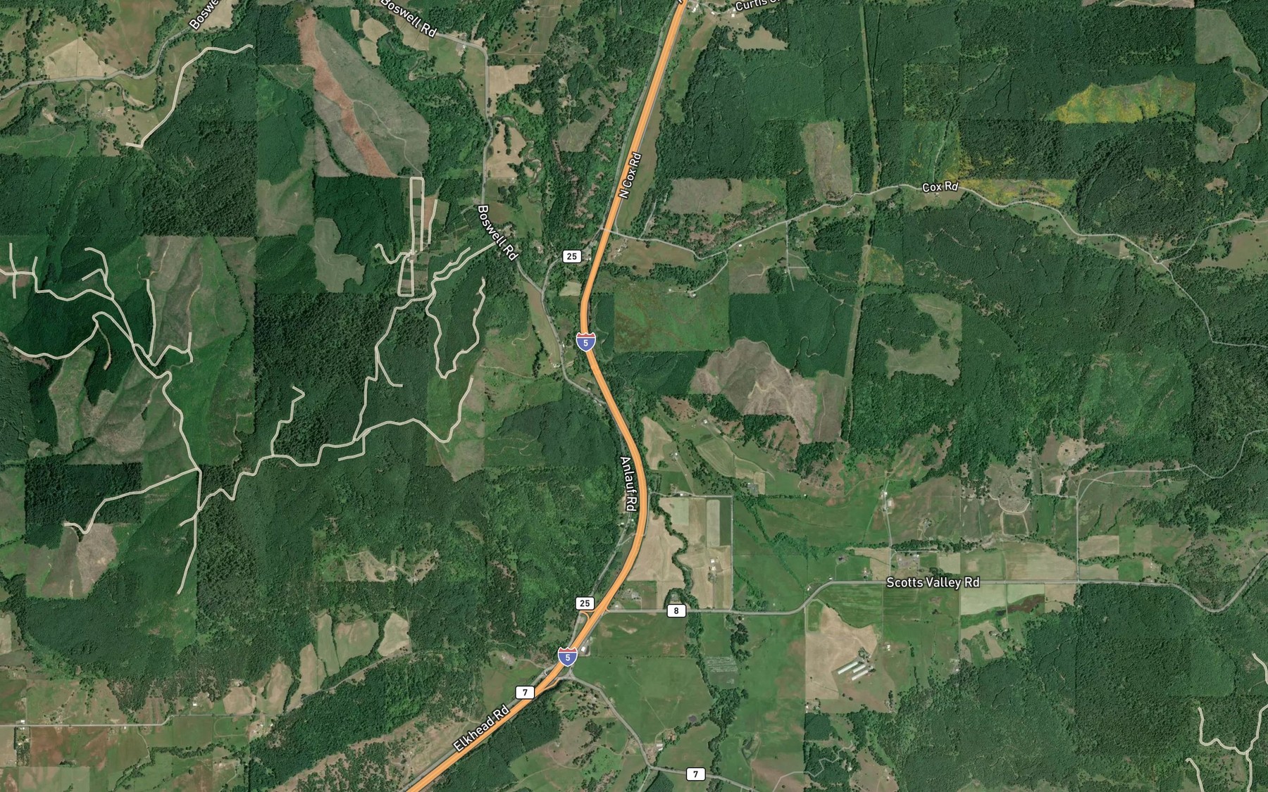 Satellite map of the Bennet Creek