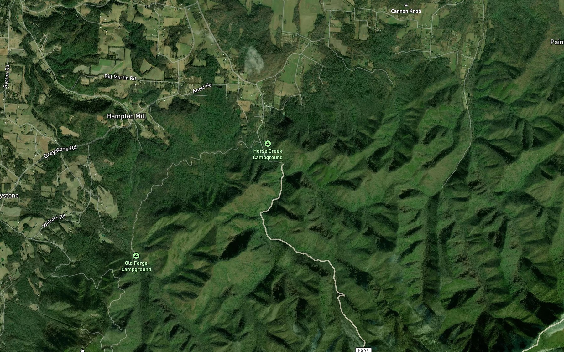 Satellite map of the Squibb Creek