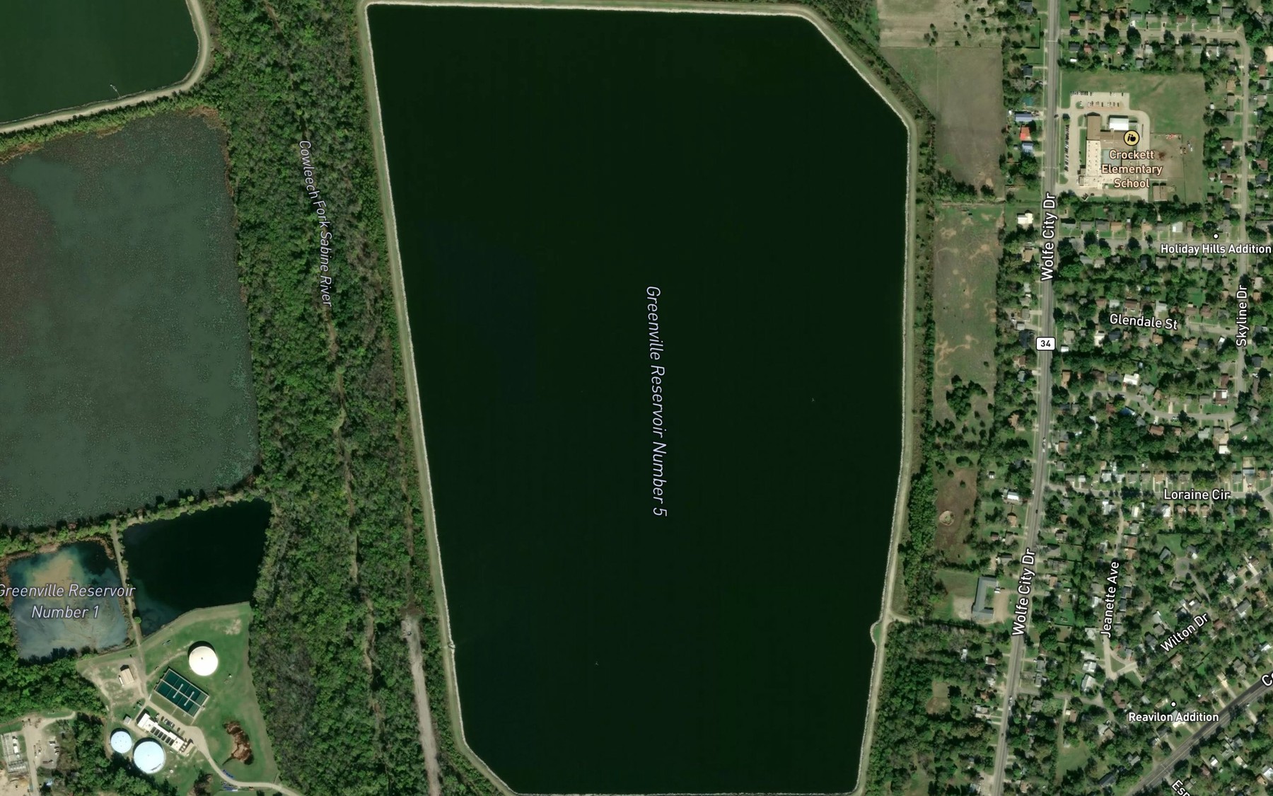 Satellite map of the Greenville Reservoir Number 5