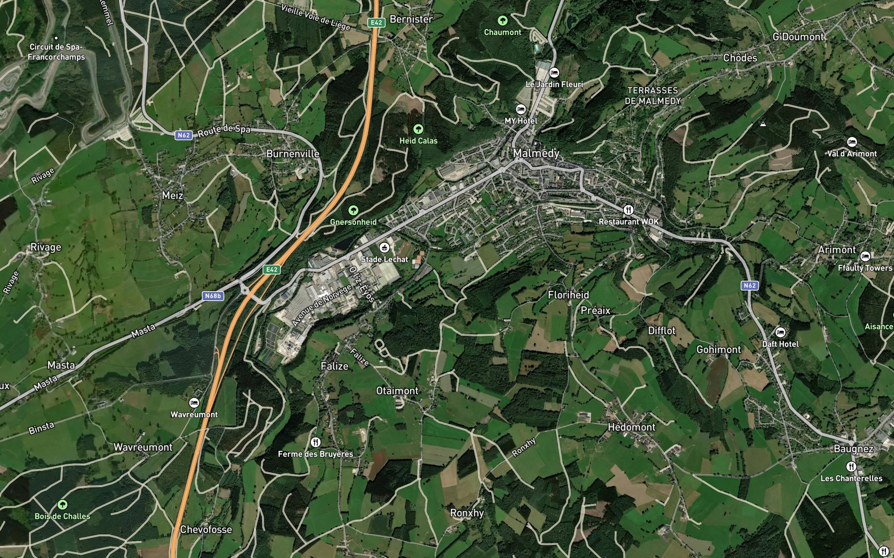 Satellite map of the Warchenne