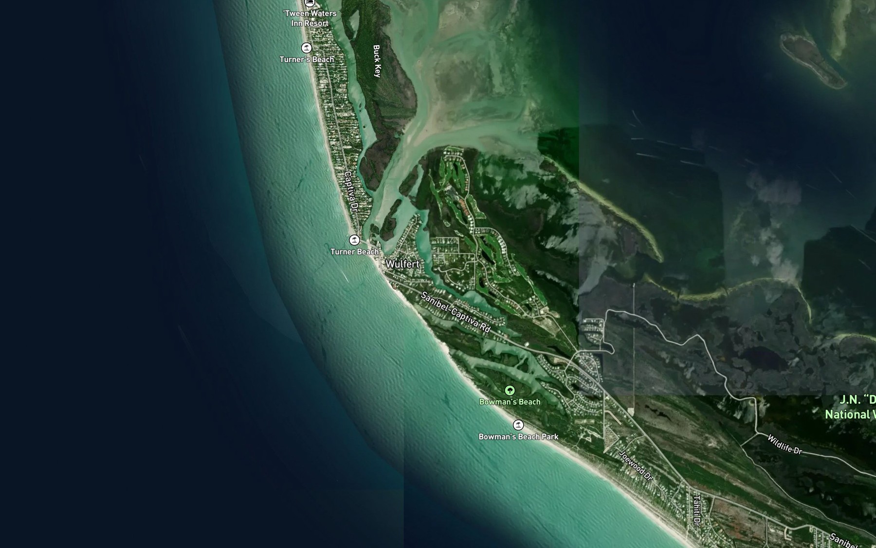 Satellite map of the Dinken Bayou
