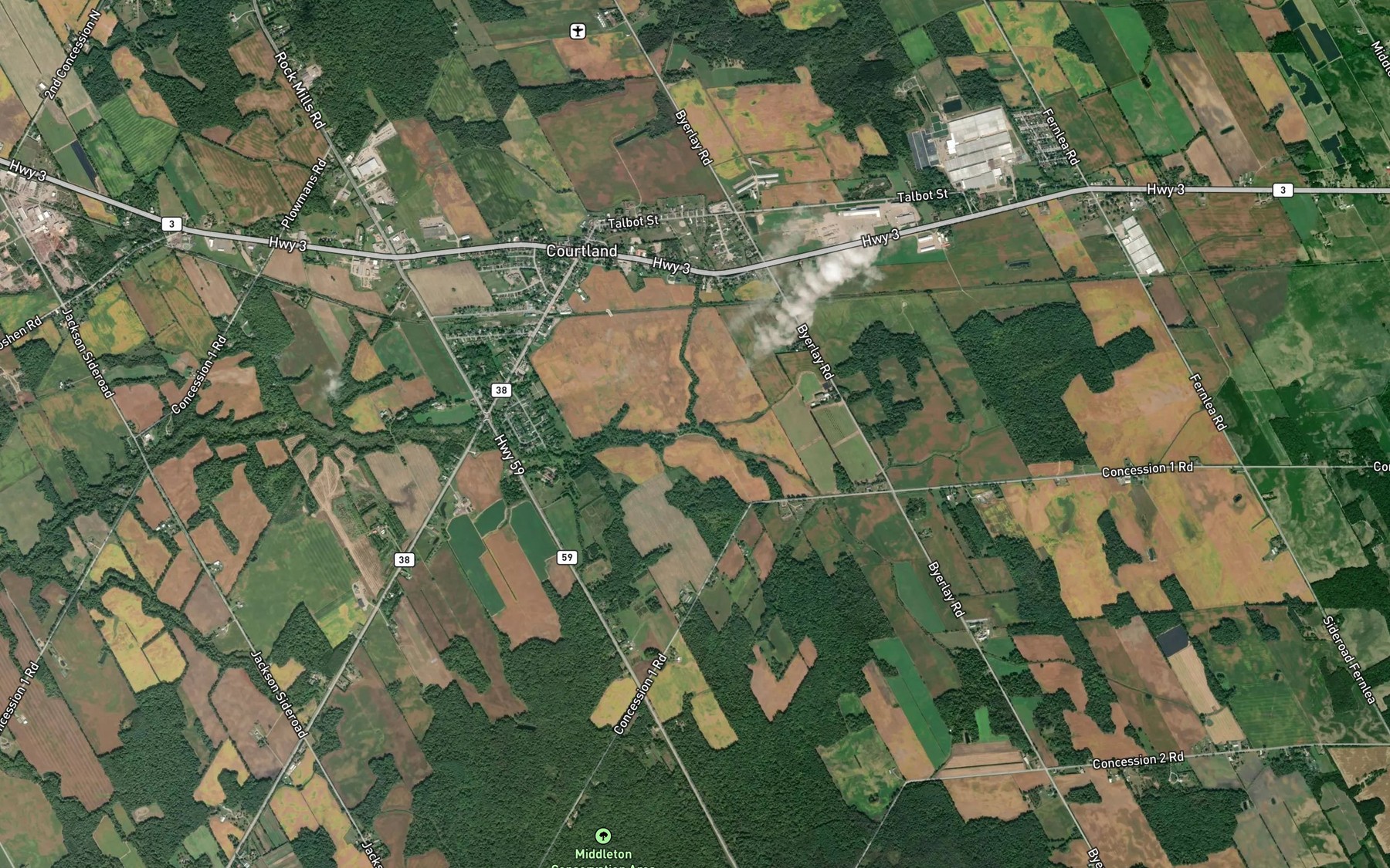 Satellite map of the Cowan Drain