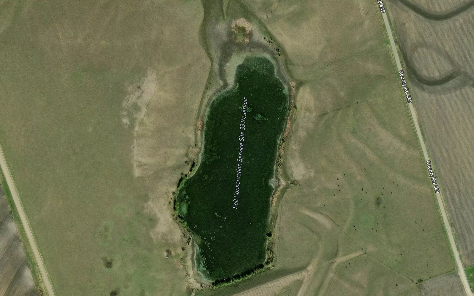 Satellite map of the Soil Conservation Service Site 33 Reservoir
