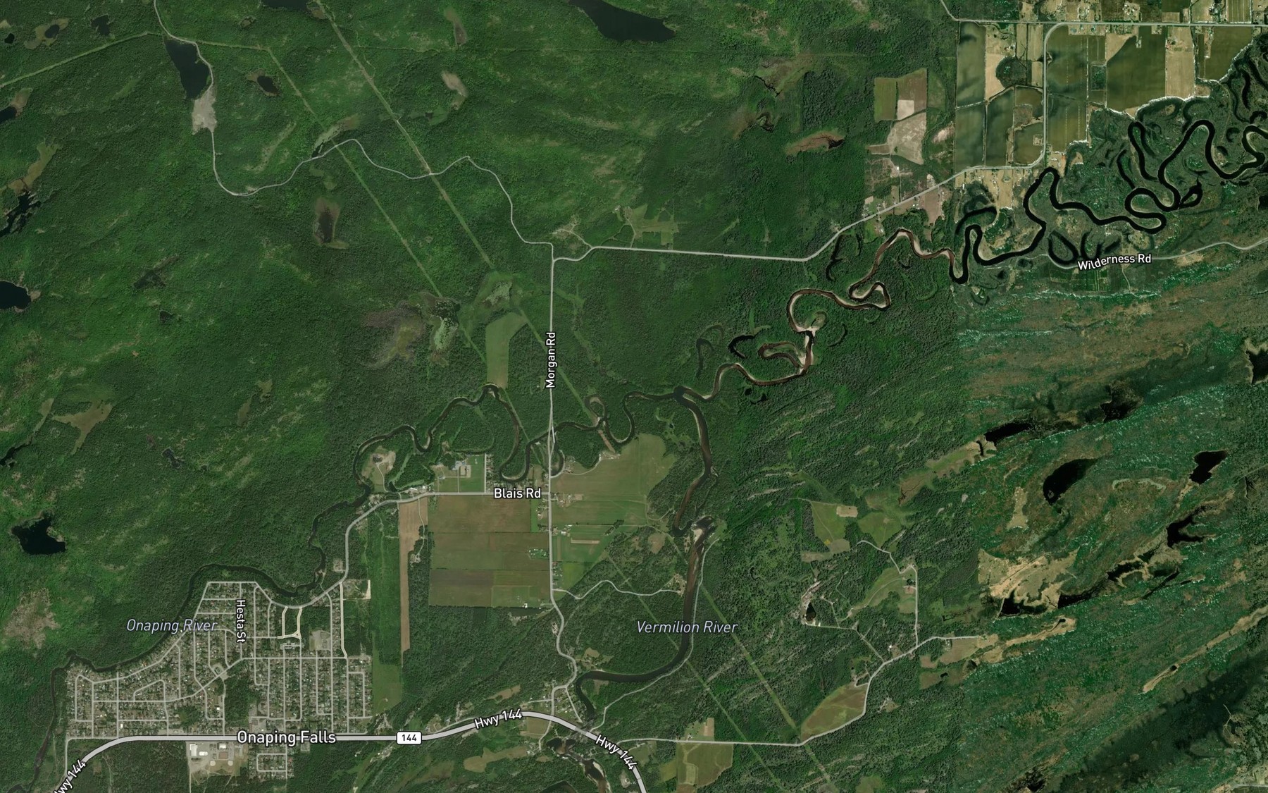 Satellite map of the Mosquito Creek