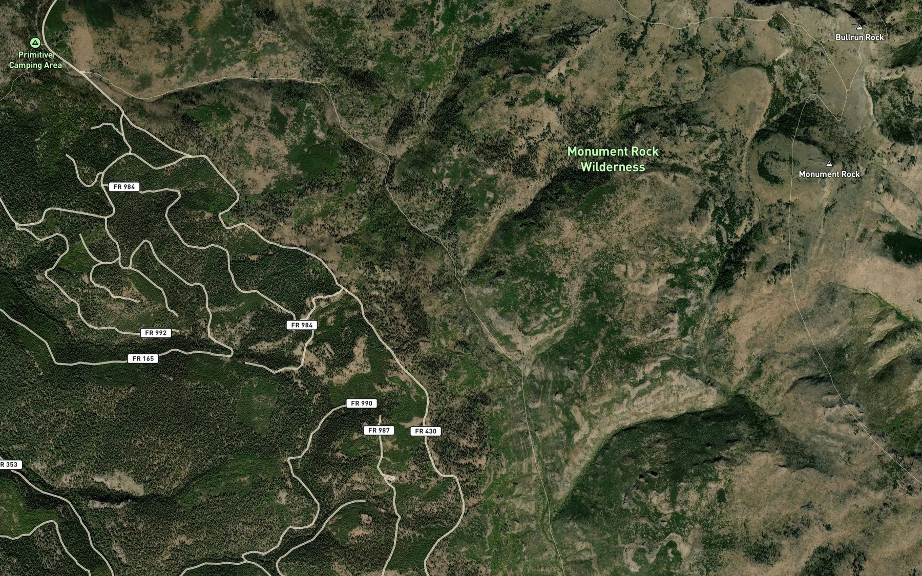 Satellite map of the Rock Creek