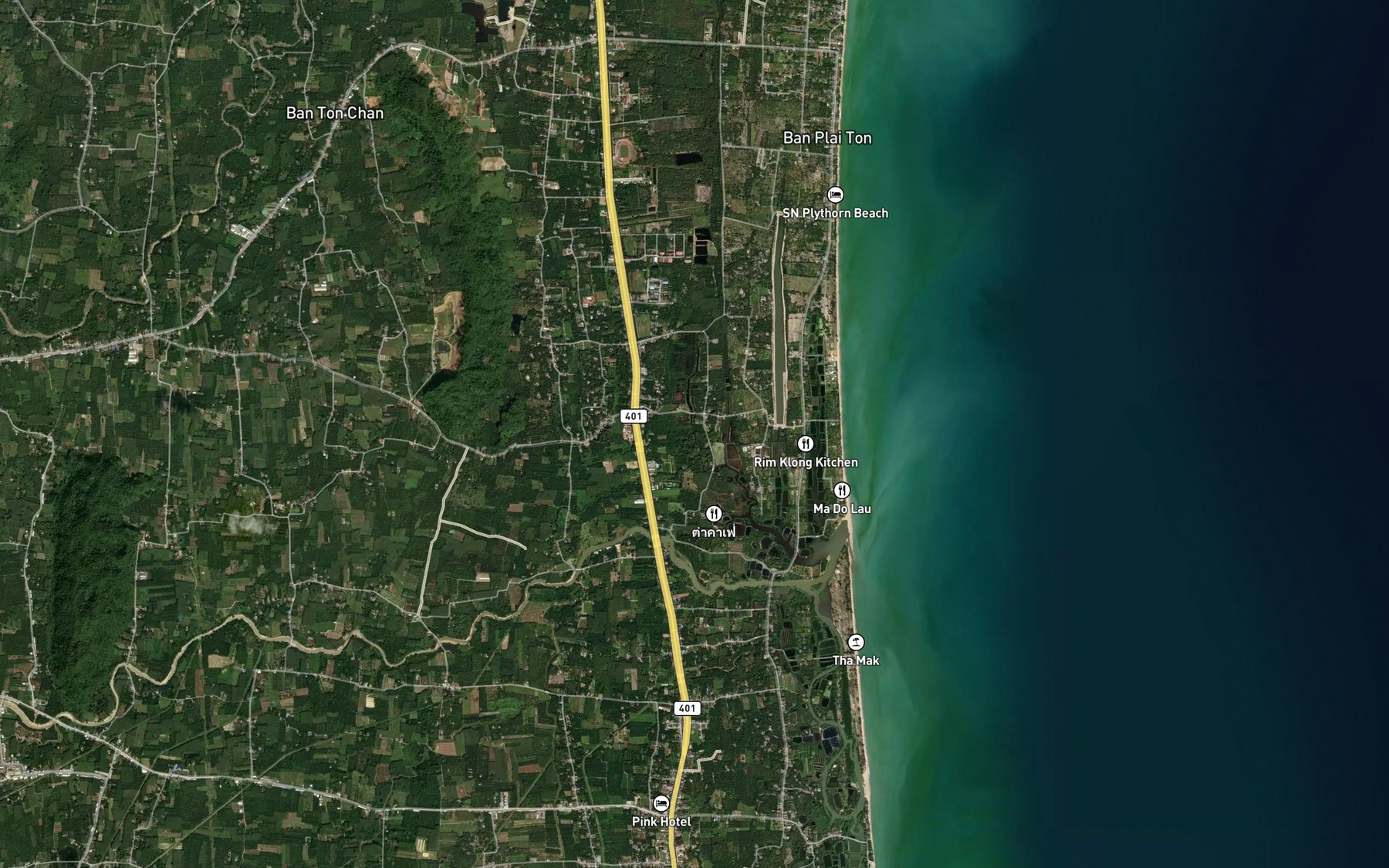 Satellite map of the Khlong Nai Thon