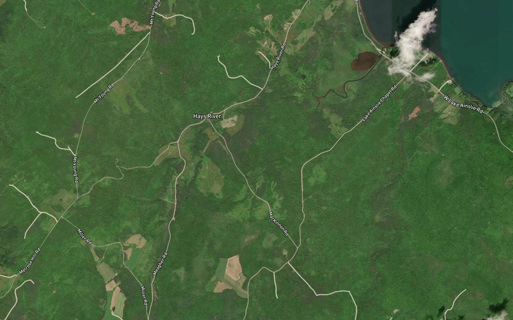 Satellite map of the MacKays Brook