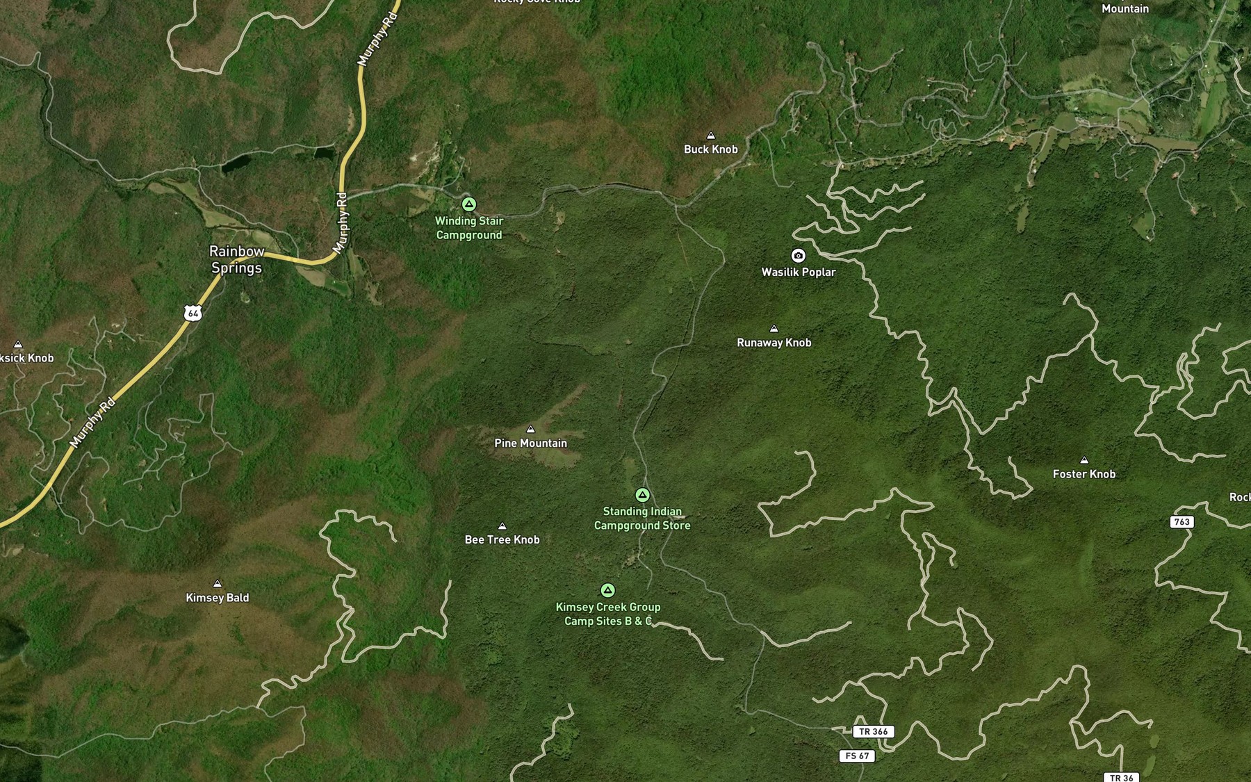 Satellite map of the Laurel Branch