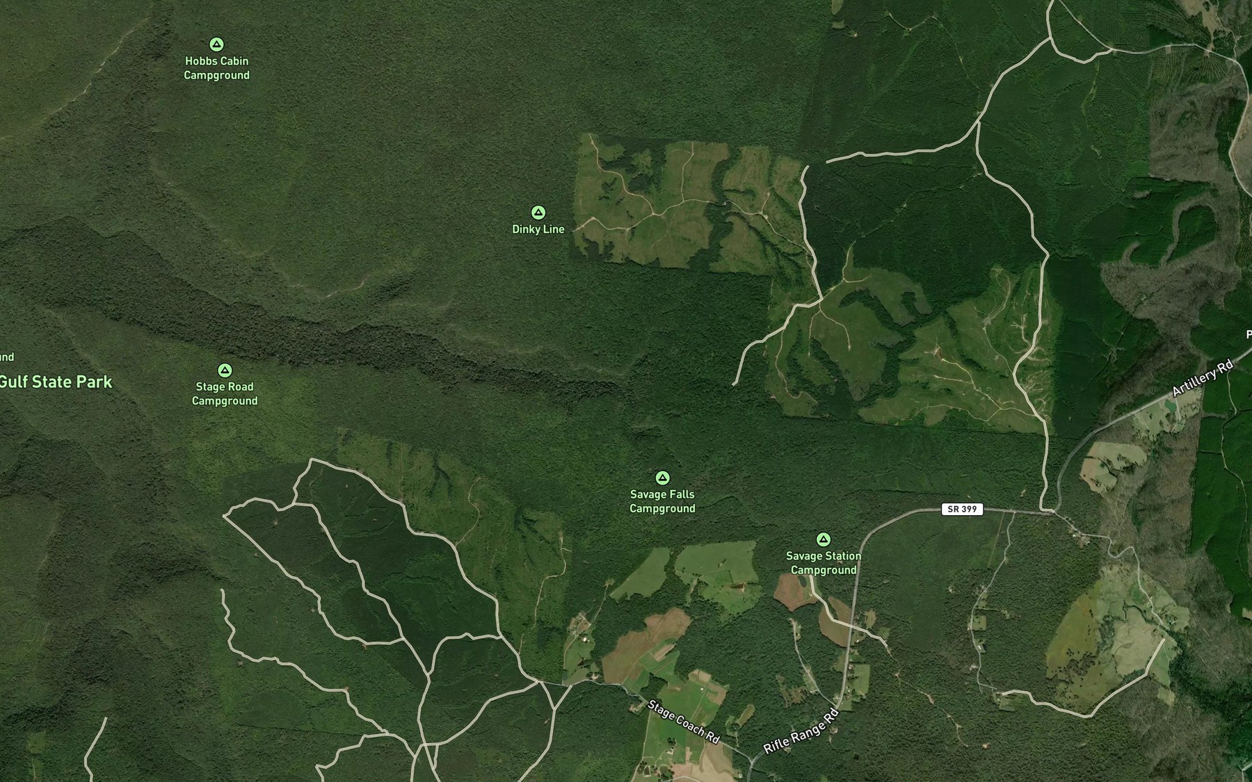 Satellite map of the Meadow Creek