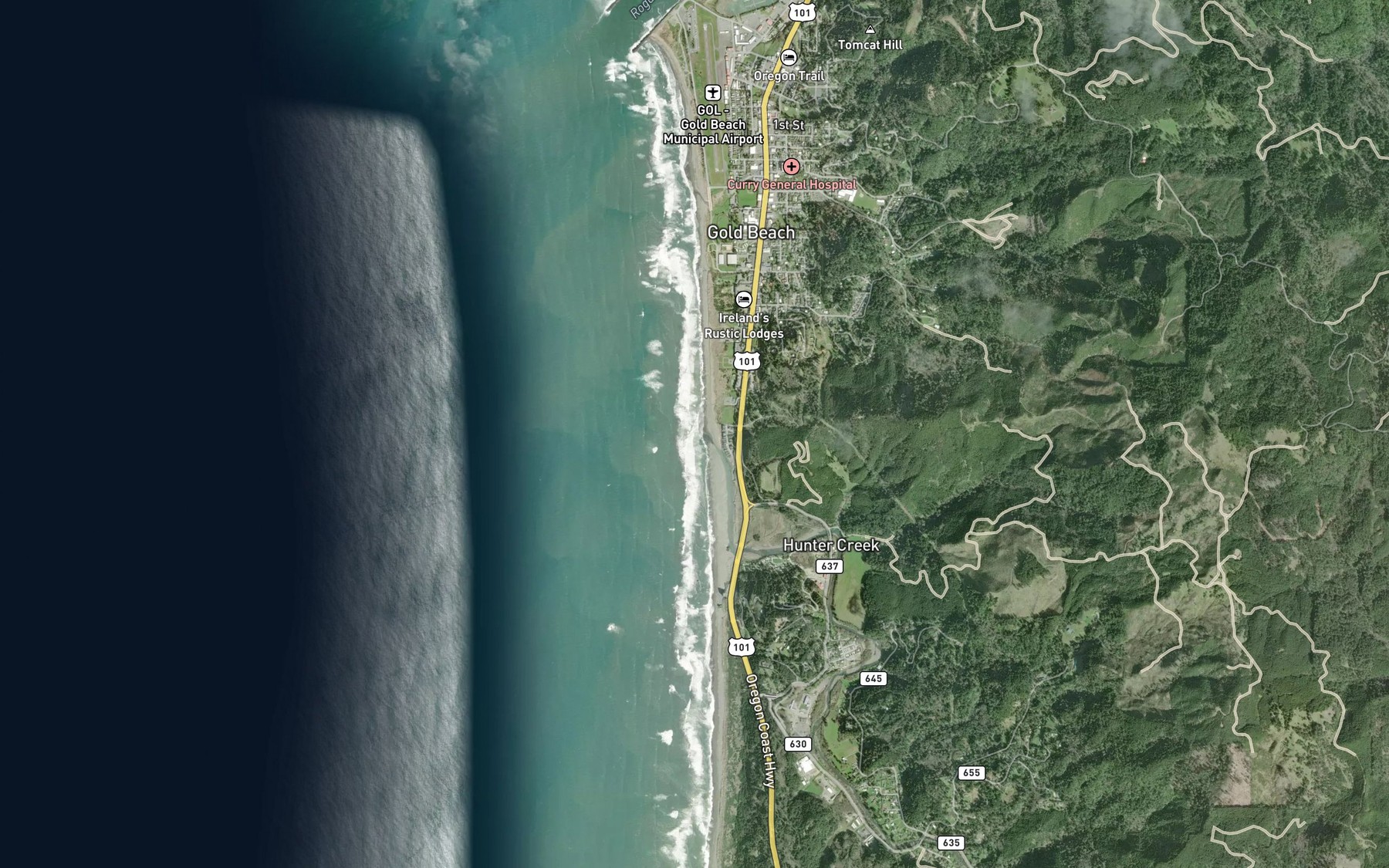 Satellite map of the Antone Creek