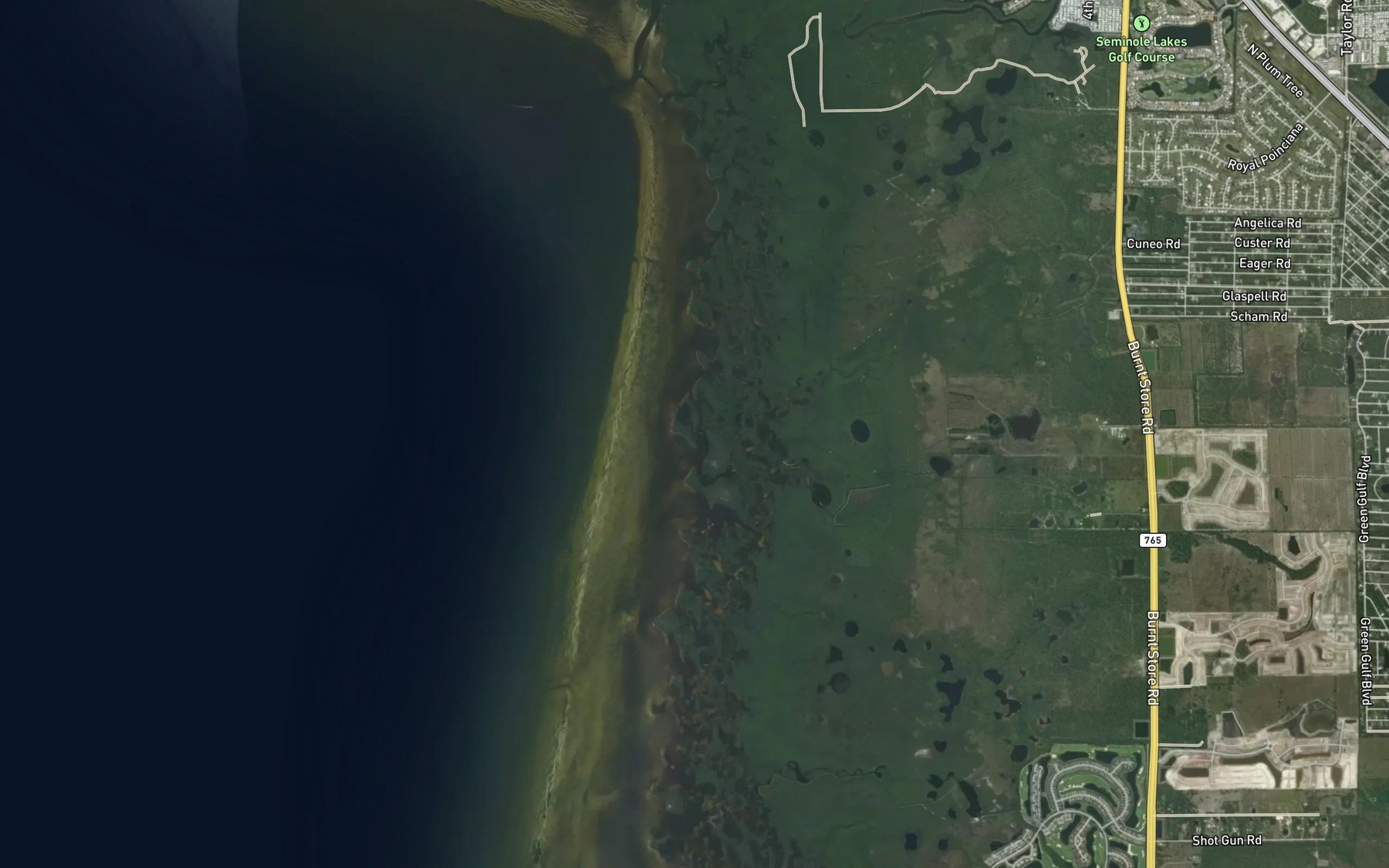 Satellite map of the Whidden Branch