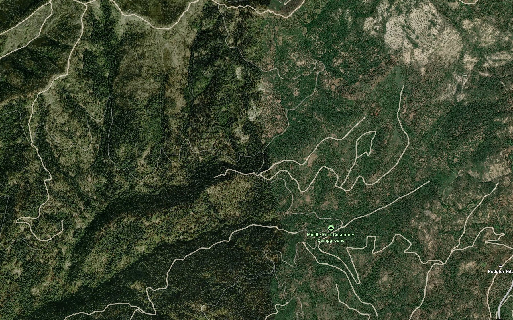 Satellite map of the Cabin Creek