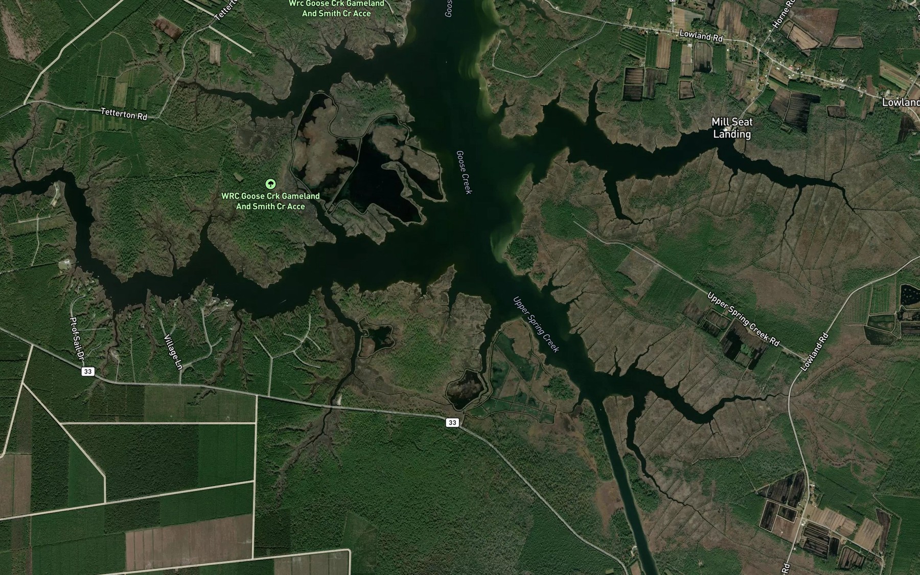 Satellite map of the Cow Gallus Creek