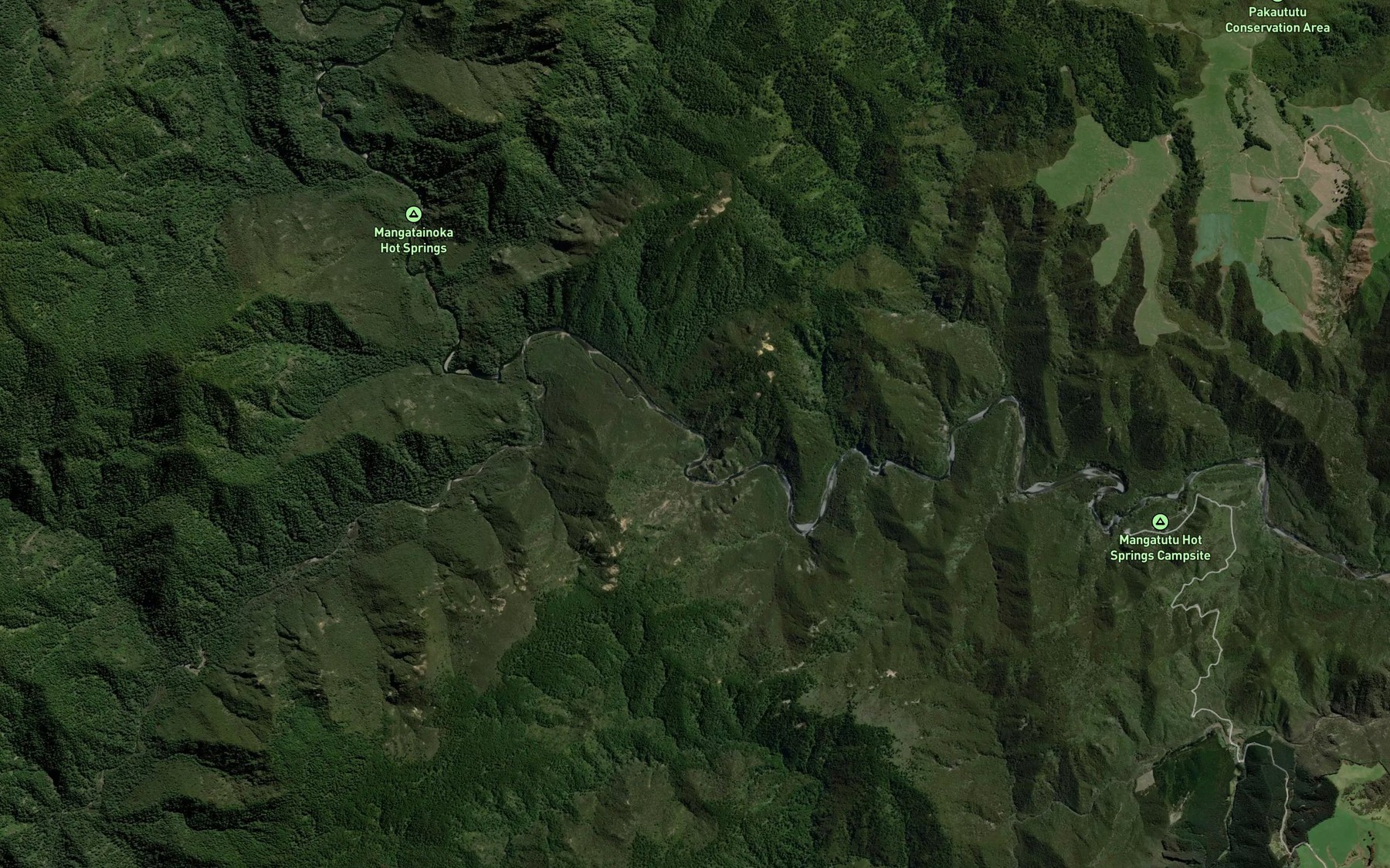 Satellite map of the Mohaka River